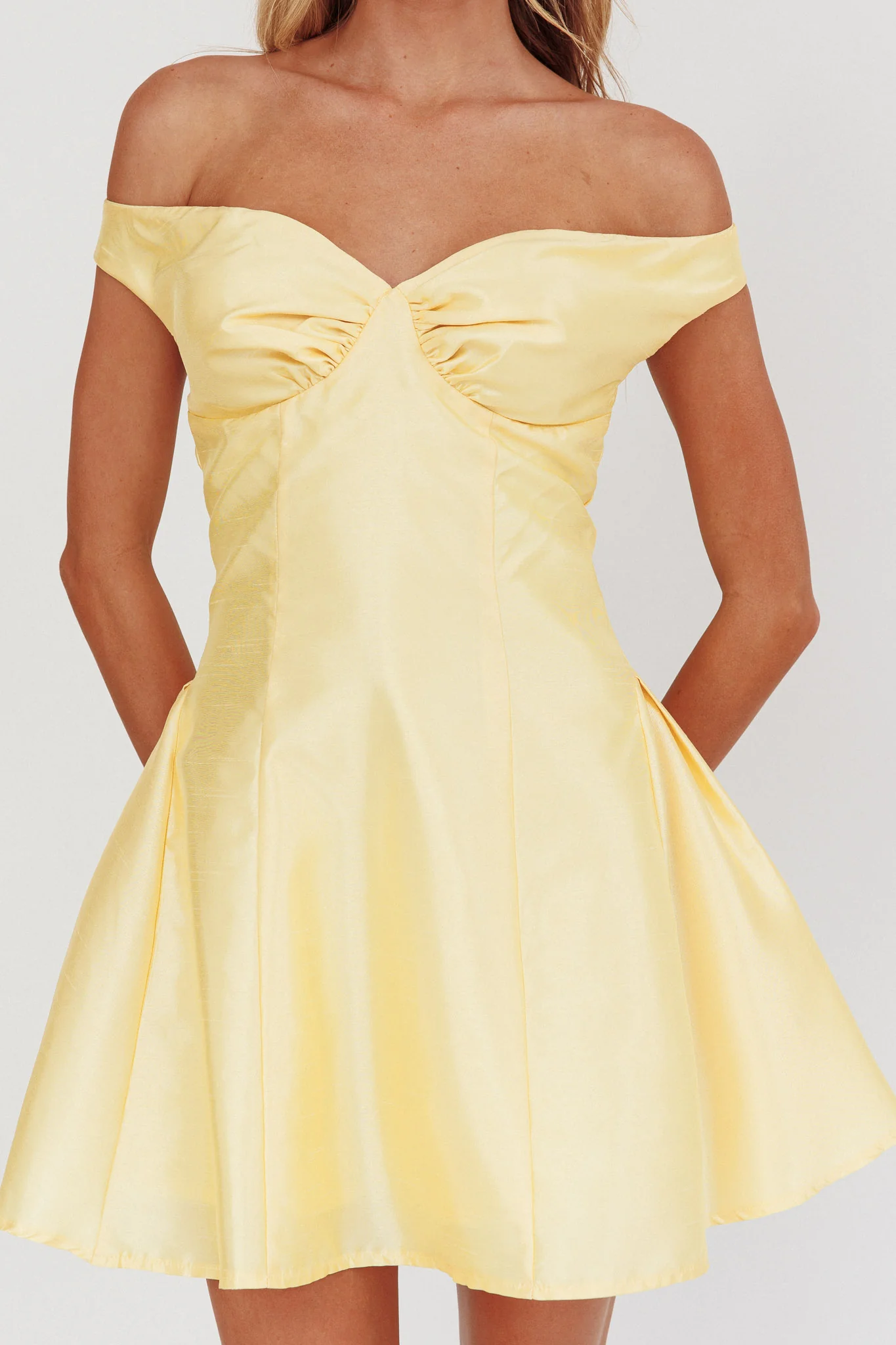 Silver Sun Off-Shoulder Mini Dress Soft Butter - Image 4