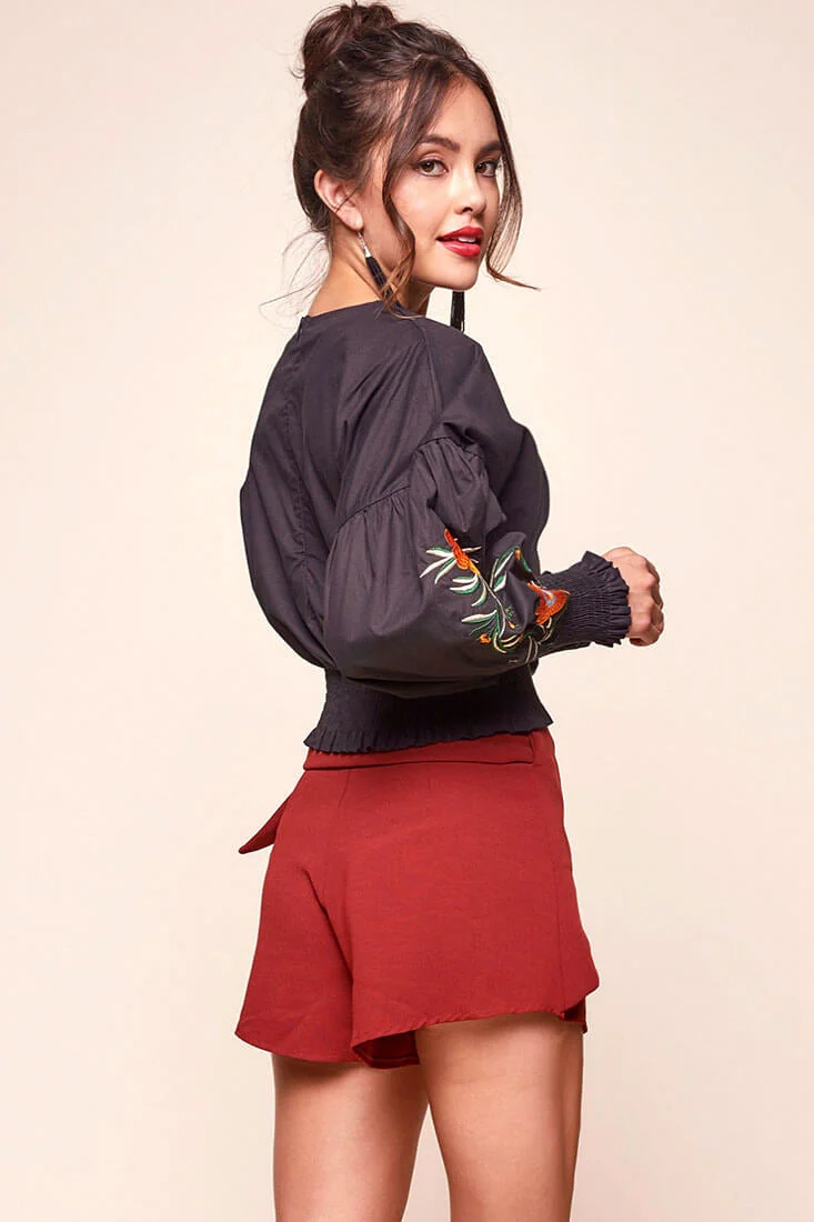 Simone Dressy Wrap Shorts Burnt Orange - Image 4