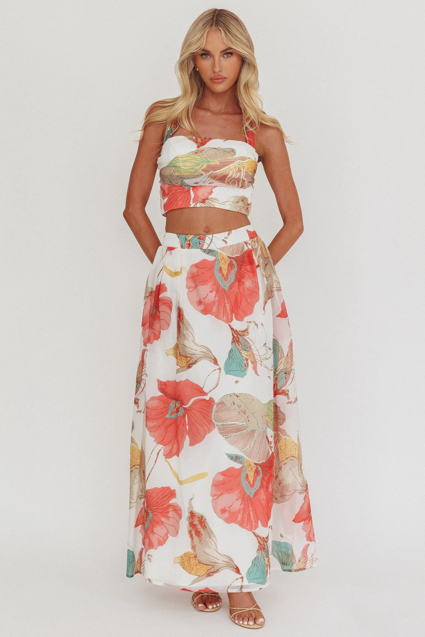 Simple Things A-Line Maxi Skirt Floral White - Image 4