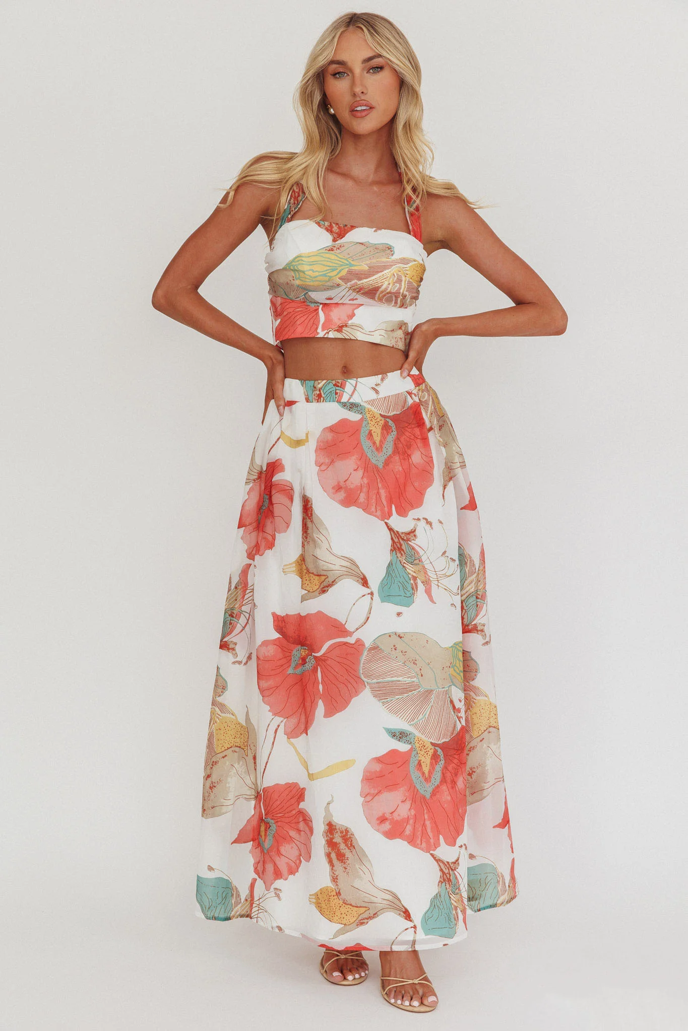 Simple Things A-Line Maxi Skirt Floral White - Image 5