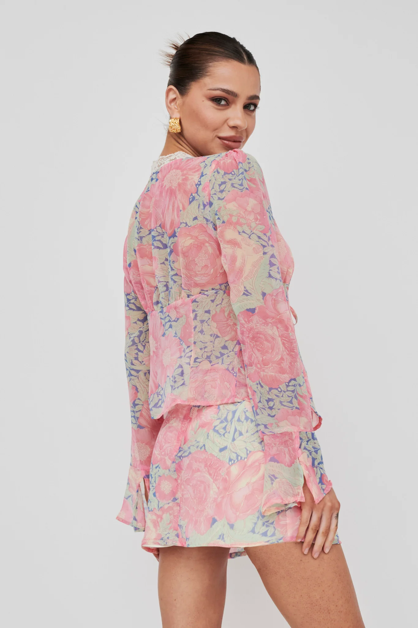 Sincerity Mini Skirt Floral Print Blue - Image 3