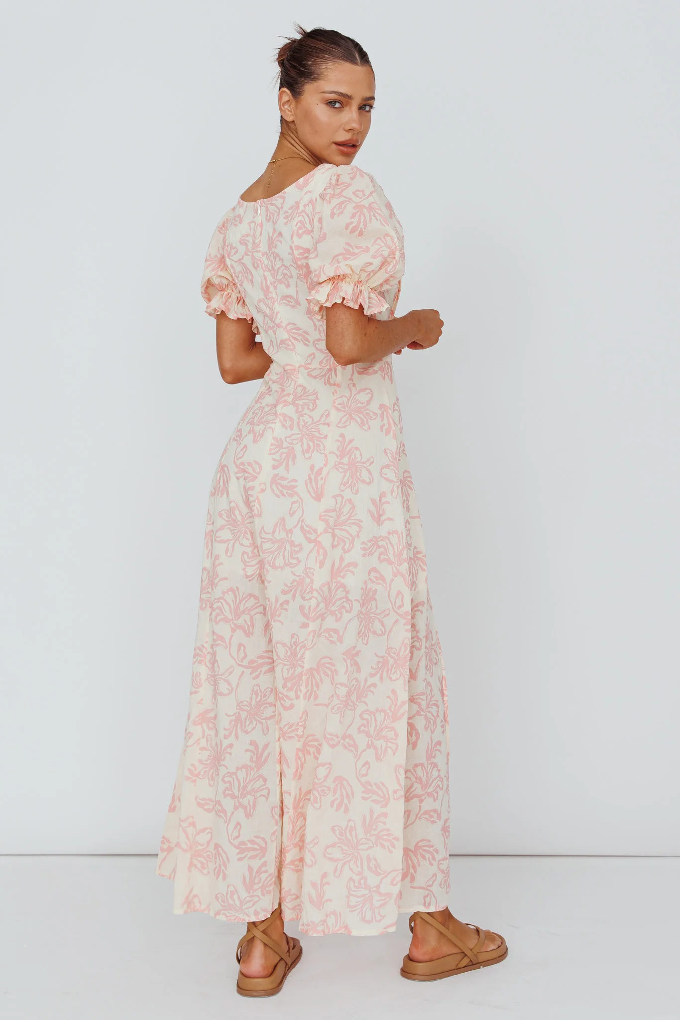 Sitting Pretty Pintuck Pleat Puff Sleeve Dress Pink - Image 3