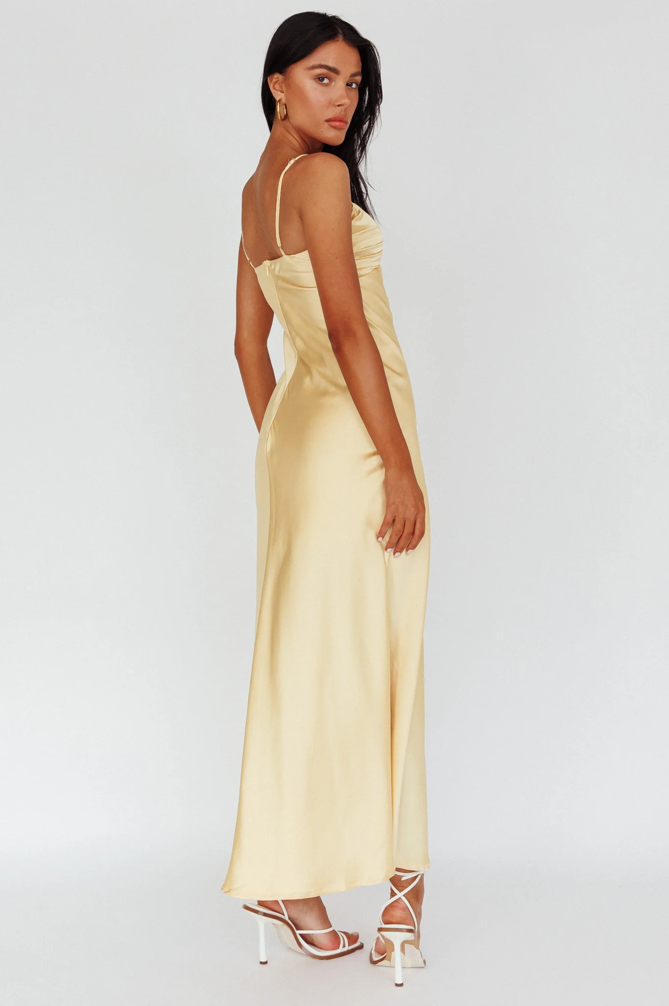 Siva Gathered Bust Midi Dress Yellow - Image 2