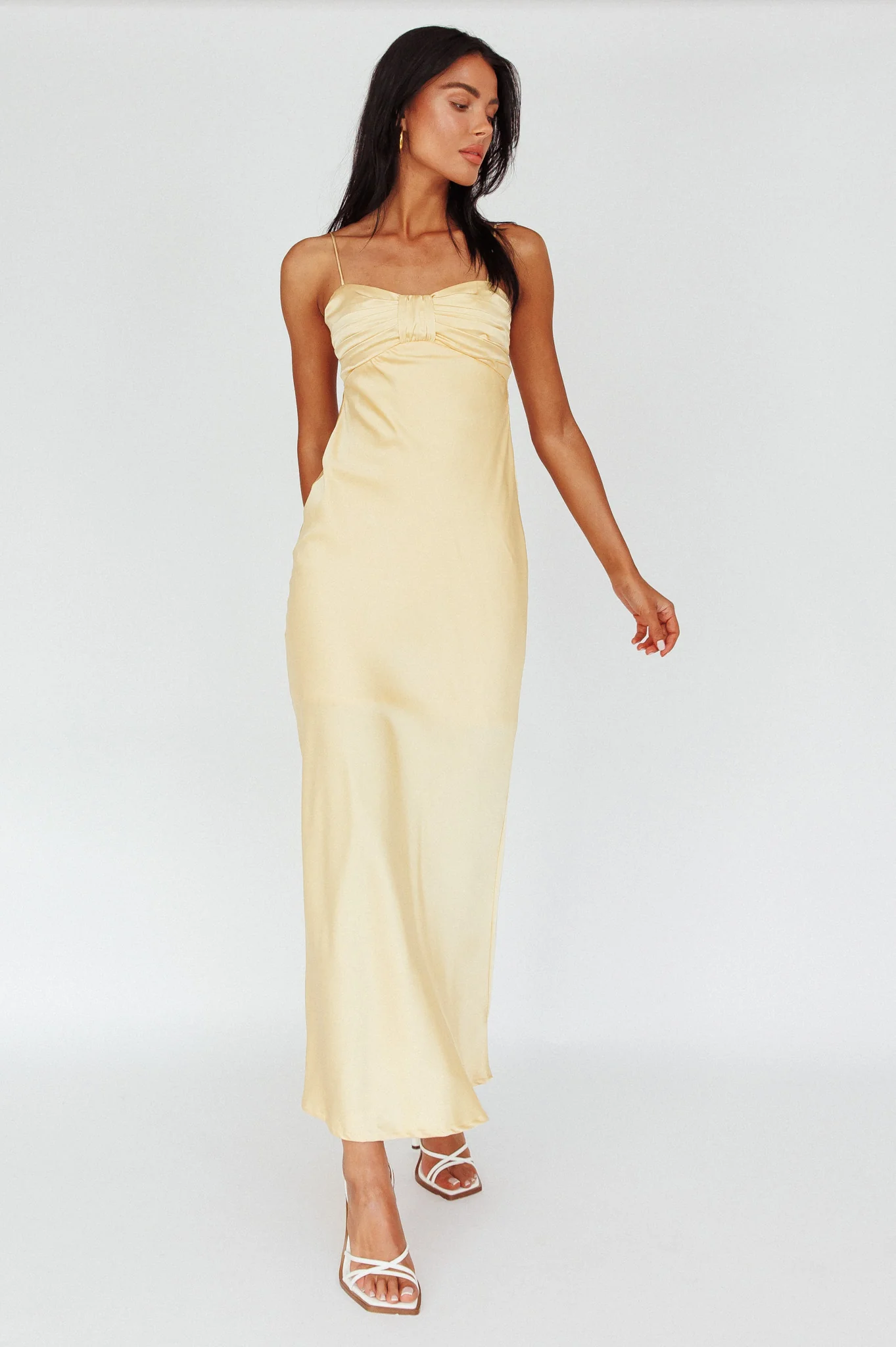 Siva Gathered Bust Midi Dress Yellow - Image 5