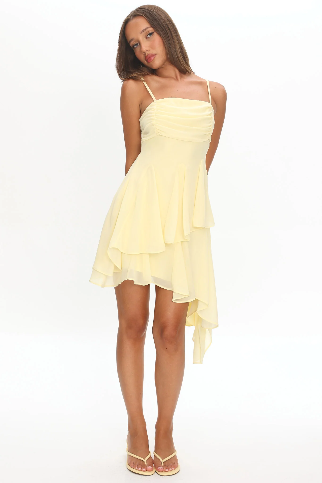 Skylah Asymmetric Hem Mini Dress Butter - Image 5