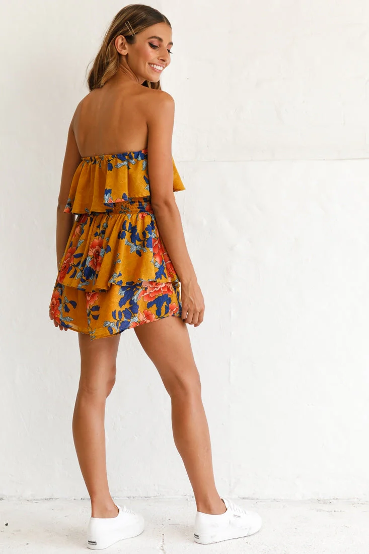 Skylar Dressy Tube Top Romper Yellow Mustard - Image 3