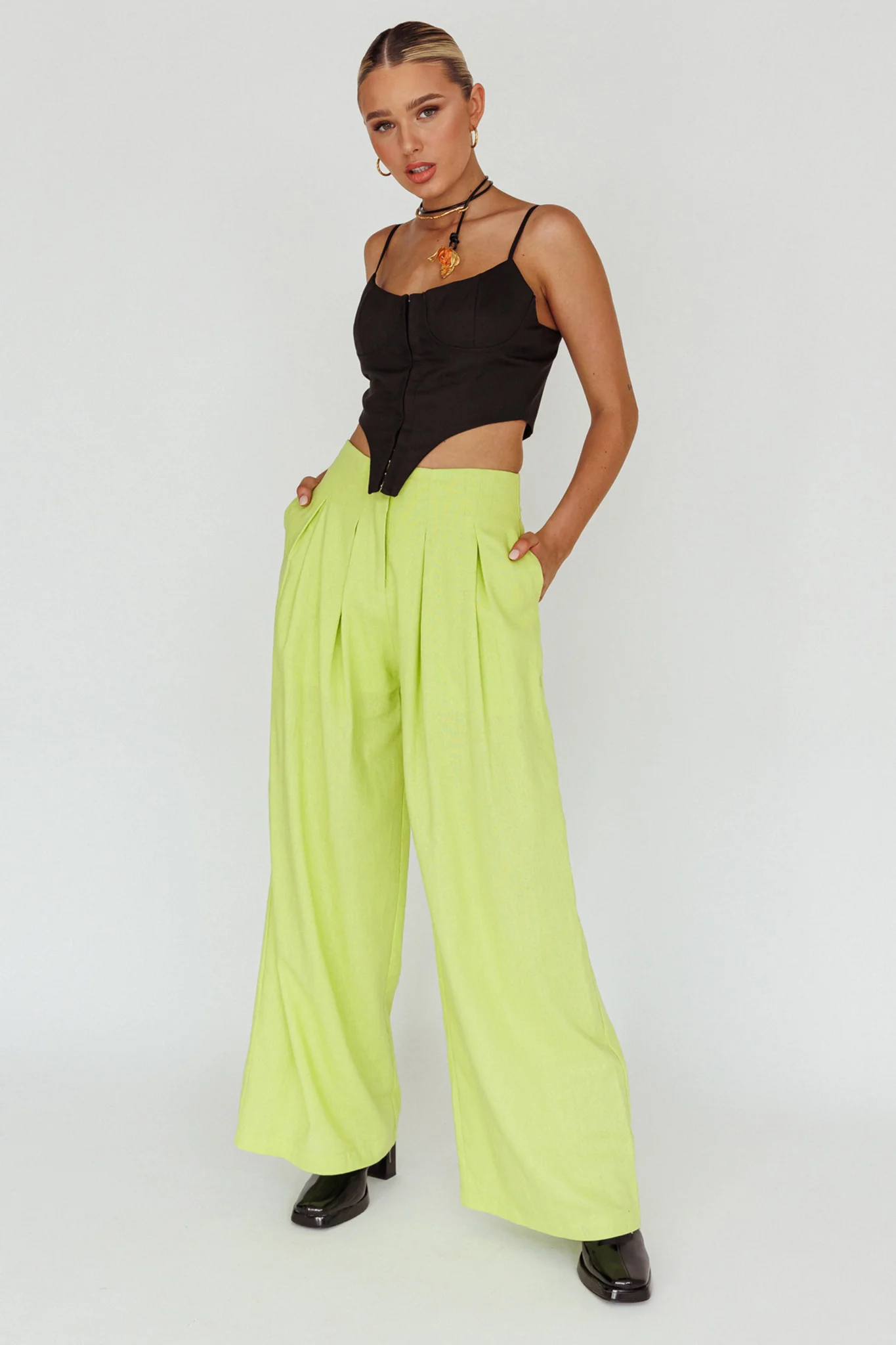 Sloan Side Pocket Trouser Pants Lime - Image 2
