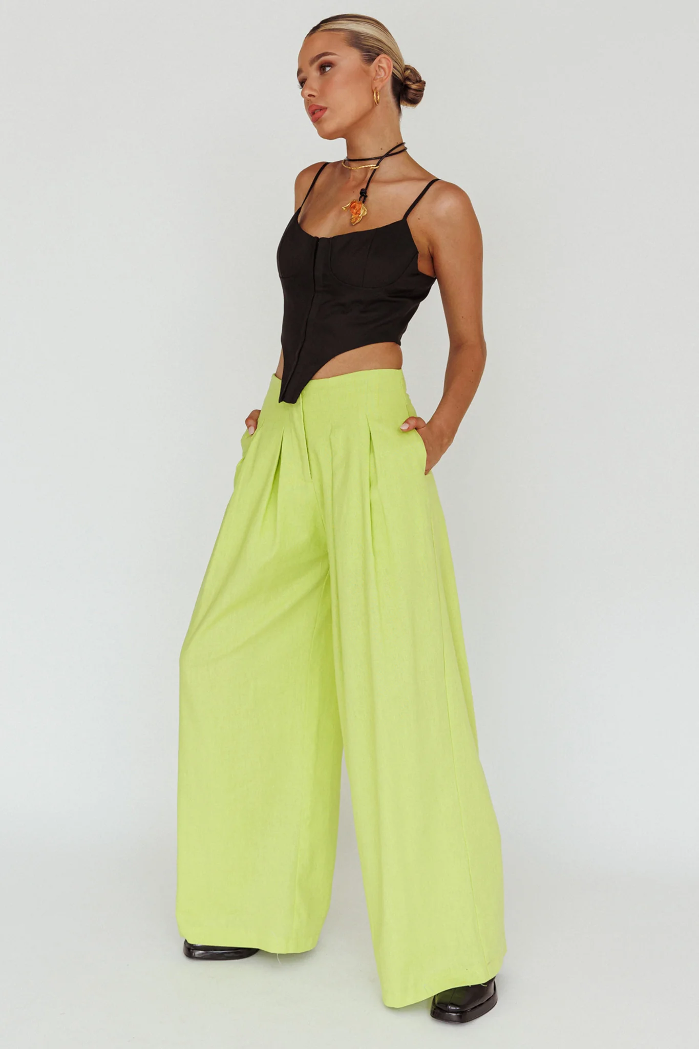 Sloan Side Pocket Trouser Pants Lime - Image 5