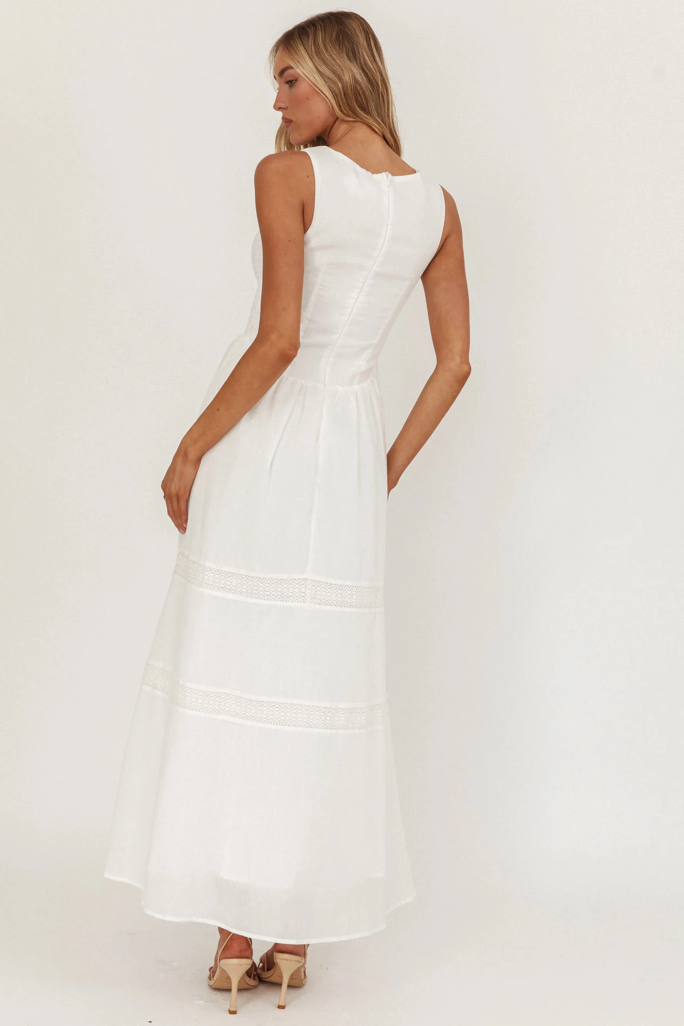 Smith Shirred Bodice Midi Dress White - Image 2