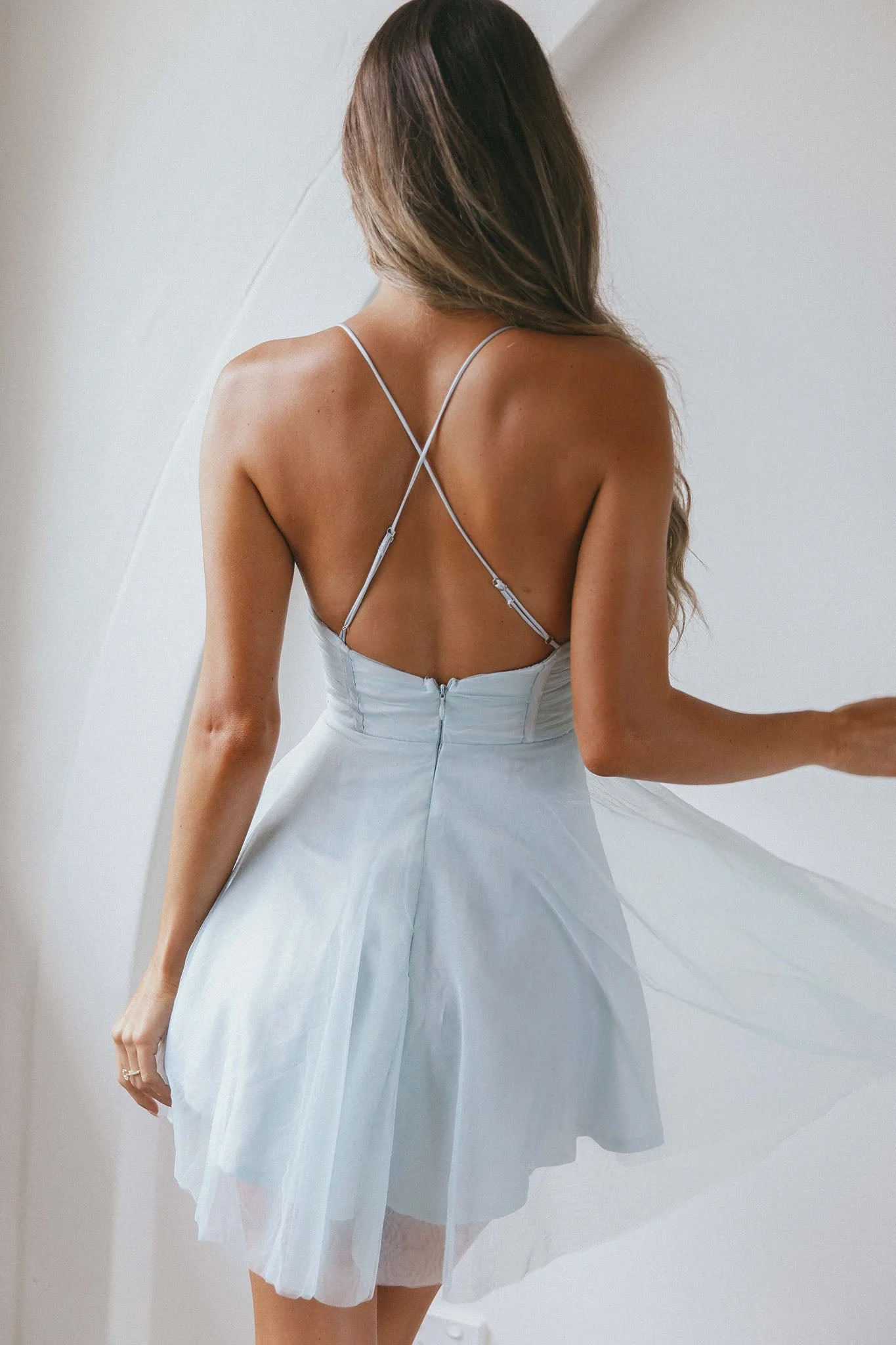 Smitten Sweetheart Neckline Chiffon Mini Party Dress Pistachio - Image 2