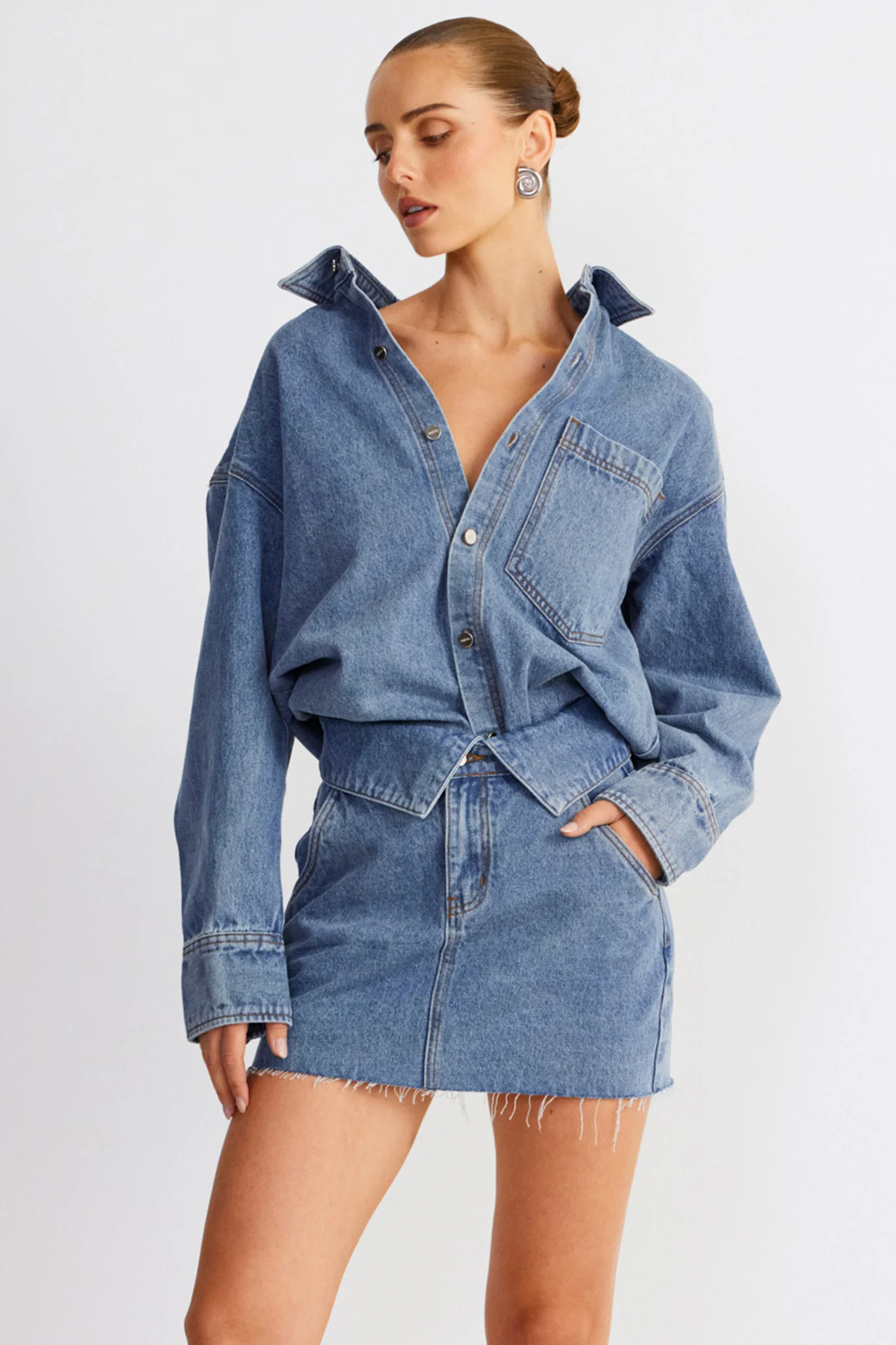 SNDYS Eve Denim Skirt Blue - Image 2
