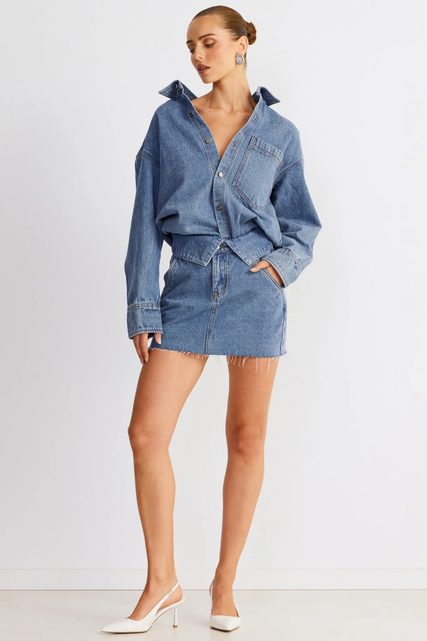 SNDYS Eve Denim Skirt Blue - Image 6