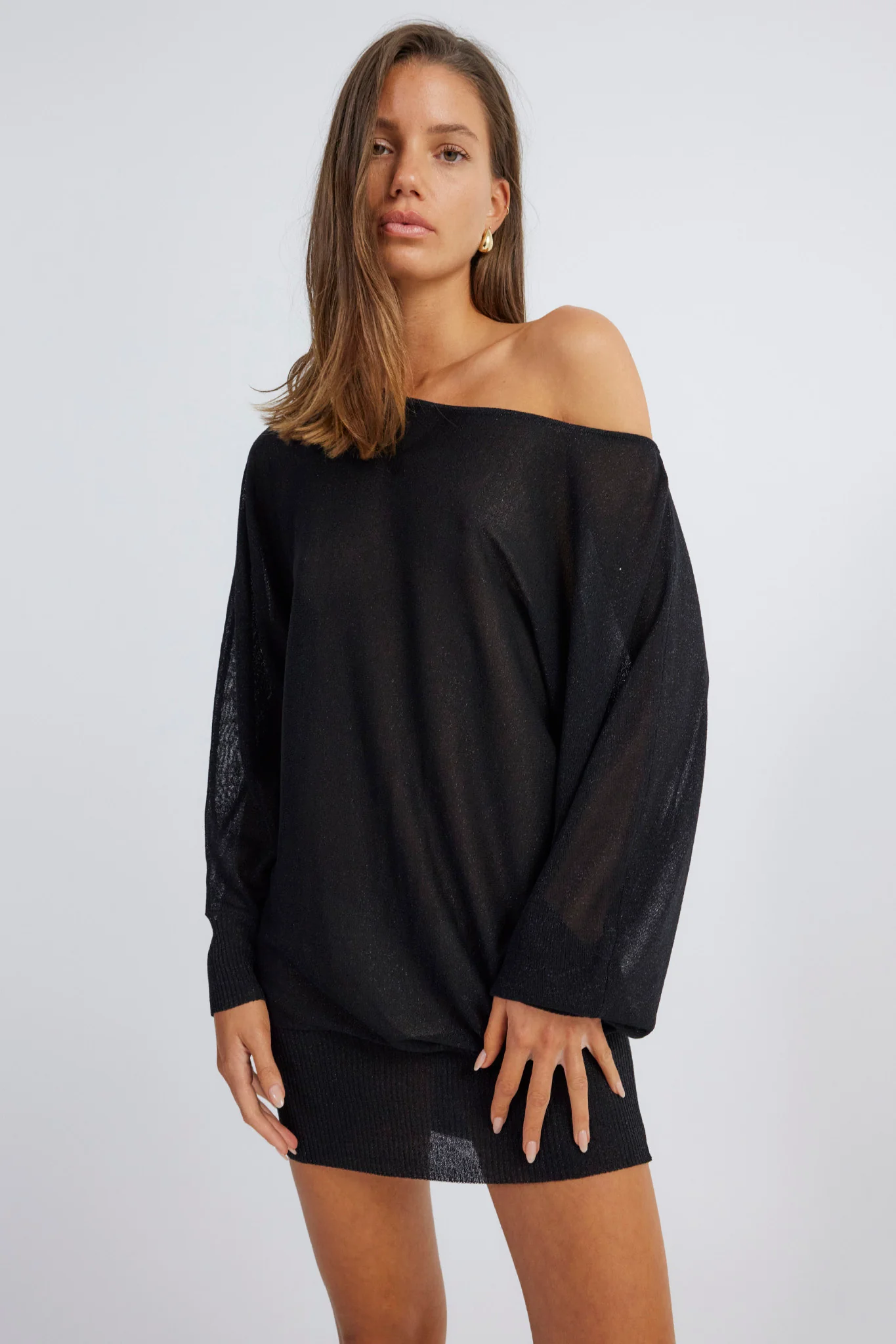 SNDYS Hailey Off Shoulder Mini Dress Black - Image 2