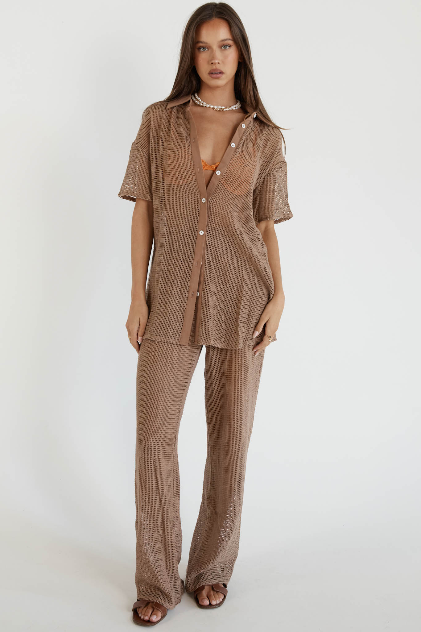 SNDYS Hyams Buttoned Knit Top Mocha - Image 3