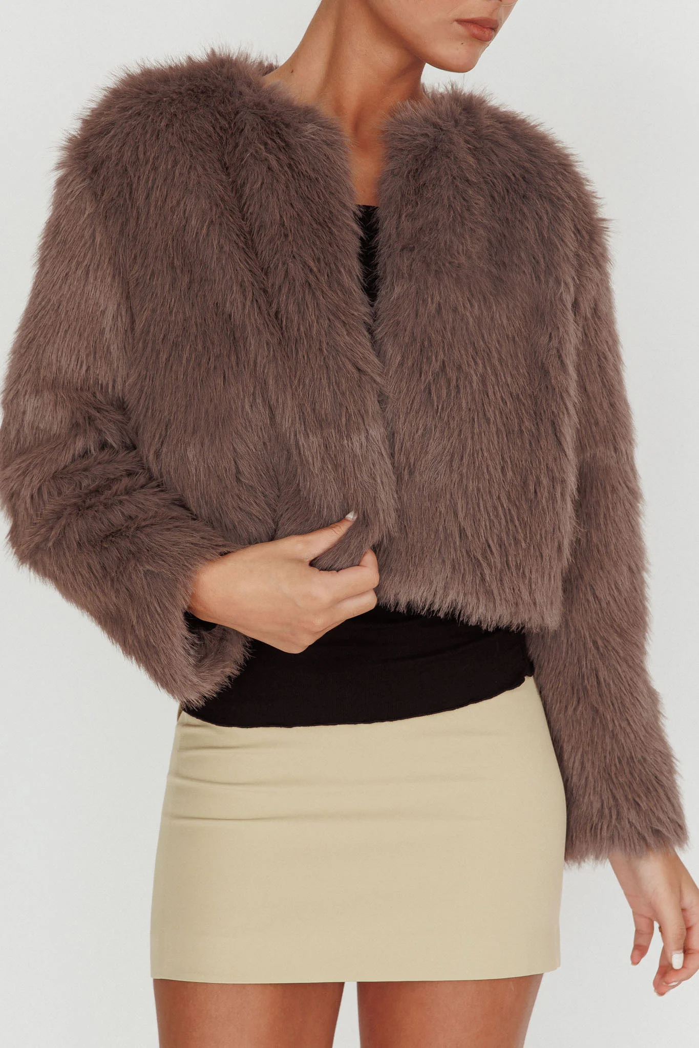 Snow Bunny Faux Fur Jacket Grey - Image 3