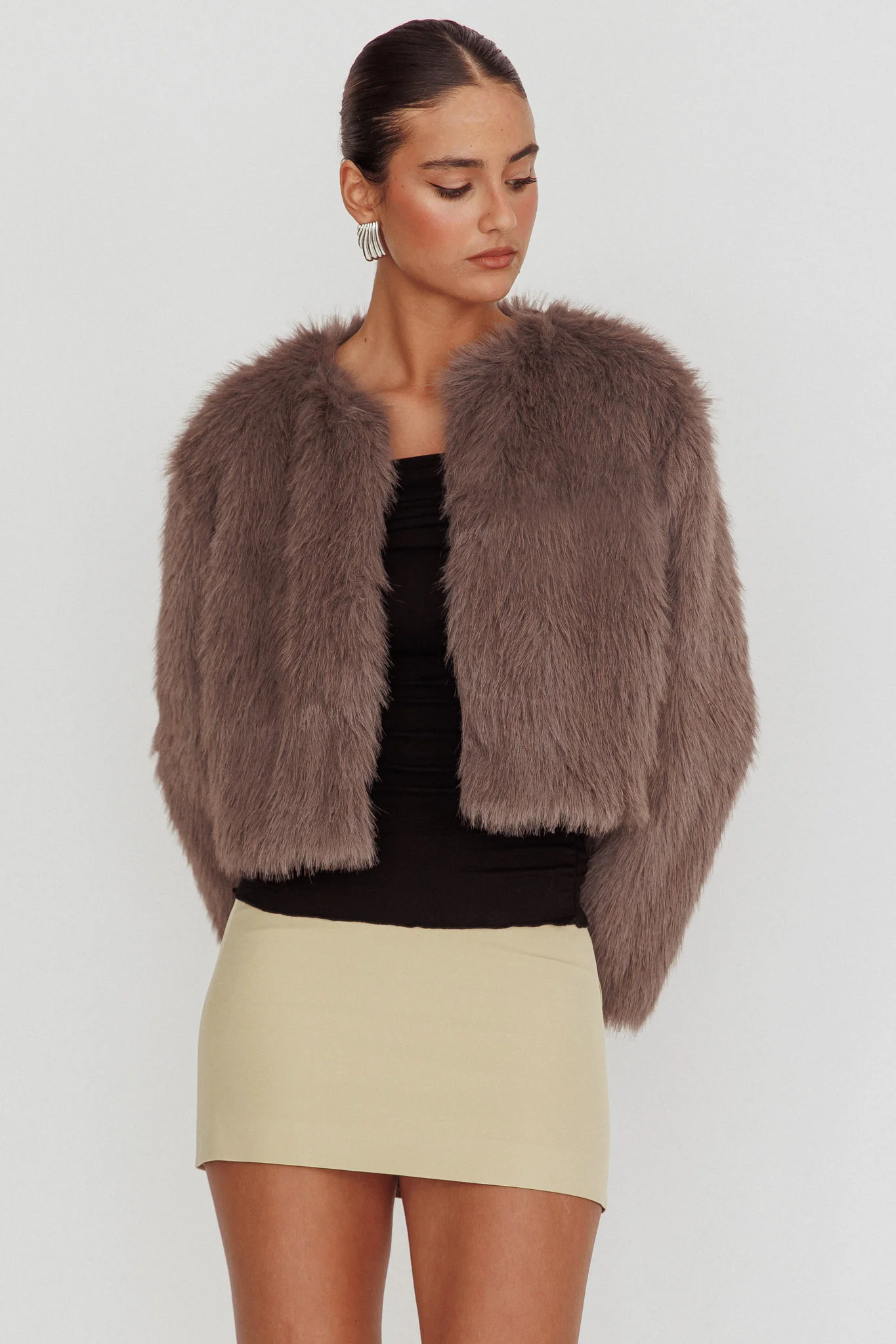 Snow Bunny Faux Fur Jacket Grey - Image 5