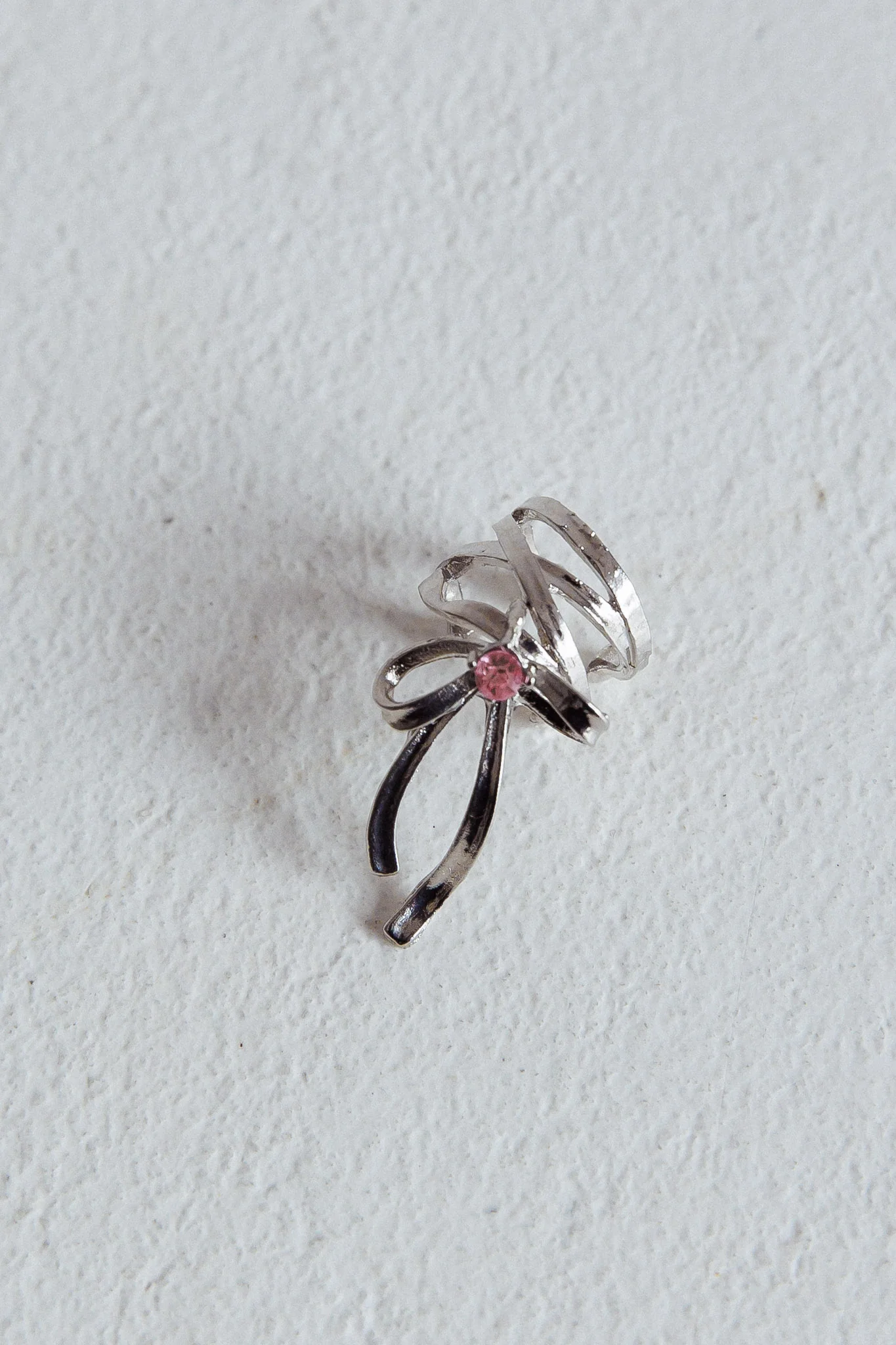 Soiree Rhinestone Bow Ear Cuff Silver - Image 2