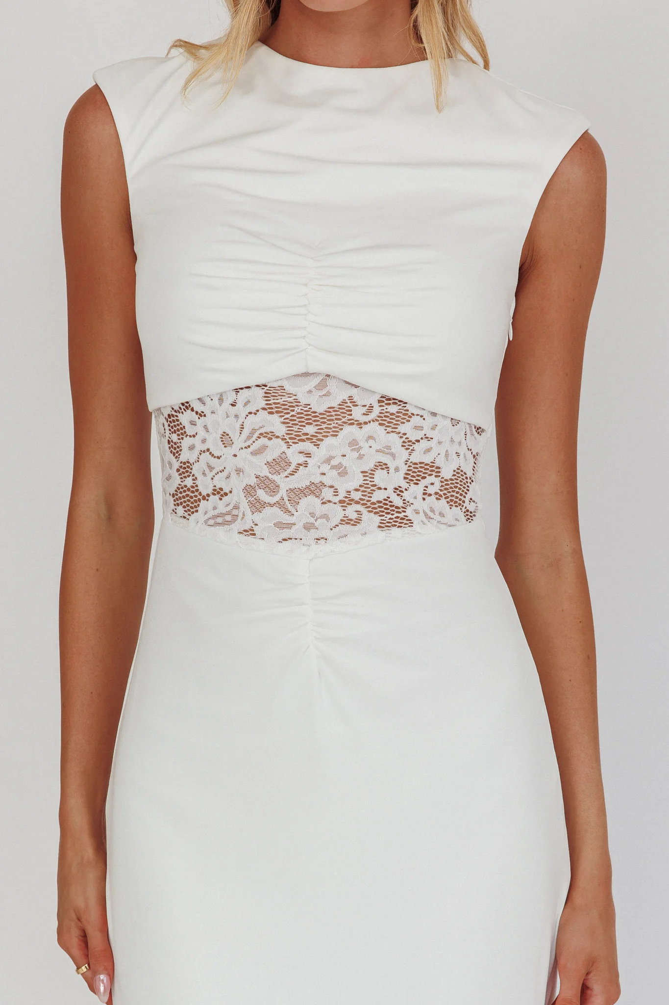 Solara Lace Waist Maxi Dress White - Image 4
