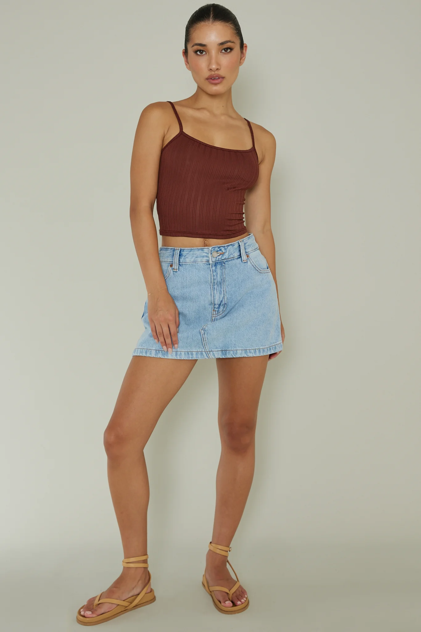Sold Out Ribbed Cami Top Chocolate - Image 3