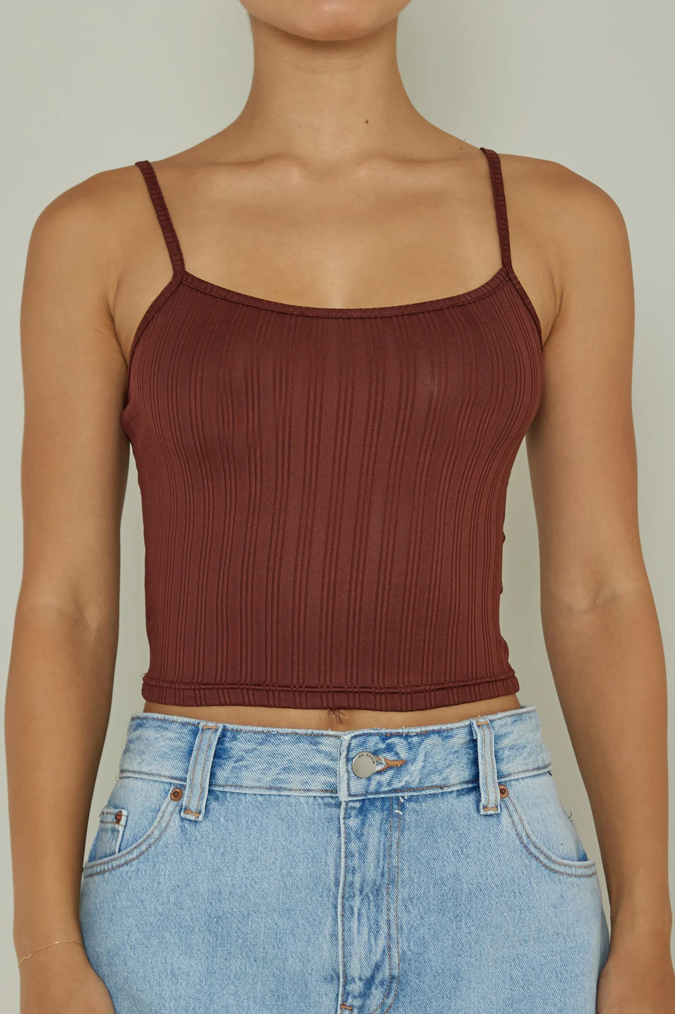 Sold Out Ribbed Cami Top Chocolate - Image 4