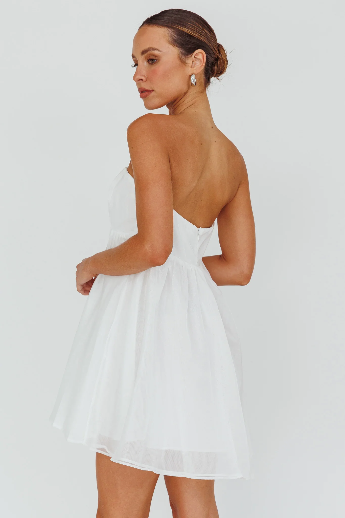Solis Strapless Baby Doll Mini Dress White - Image 2