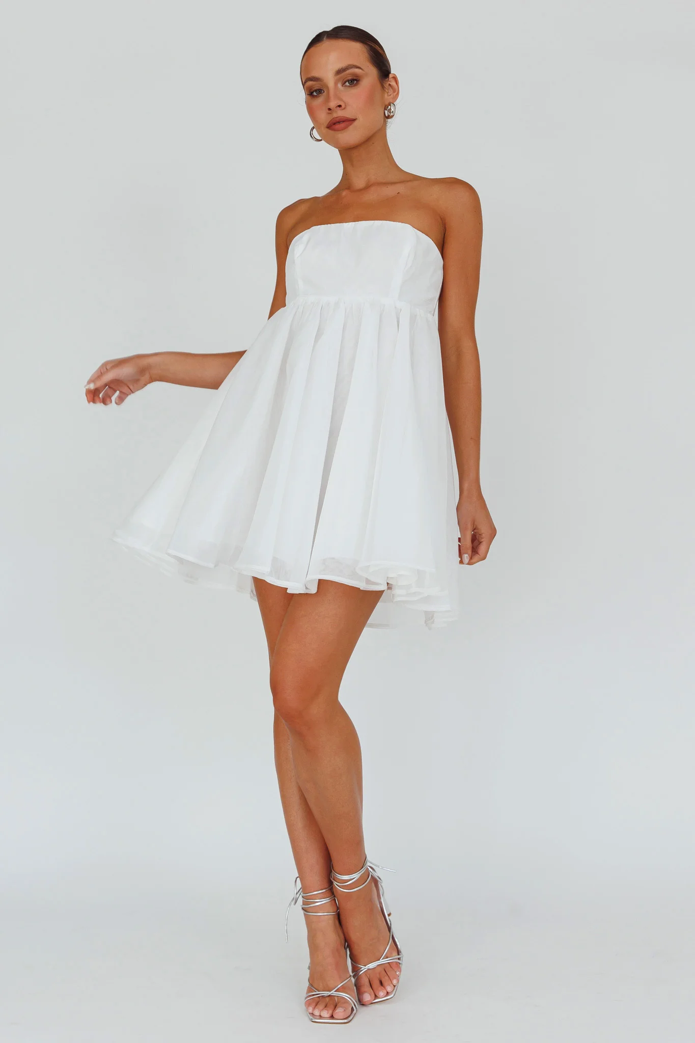 Solis Strapless Baby Doll Mini Dress White - Image 5