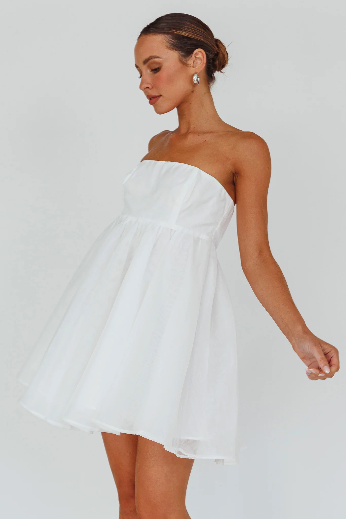 Solis Strapless Baby Doll Mini Dress White - Image 6
