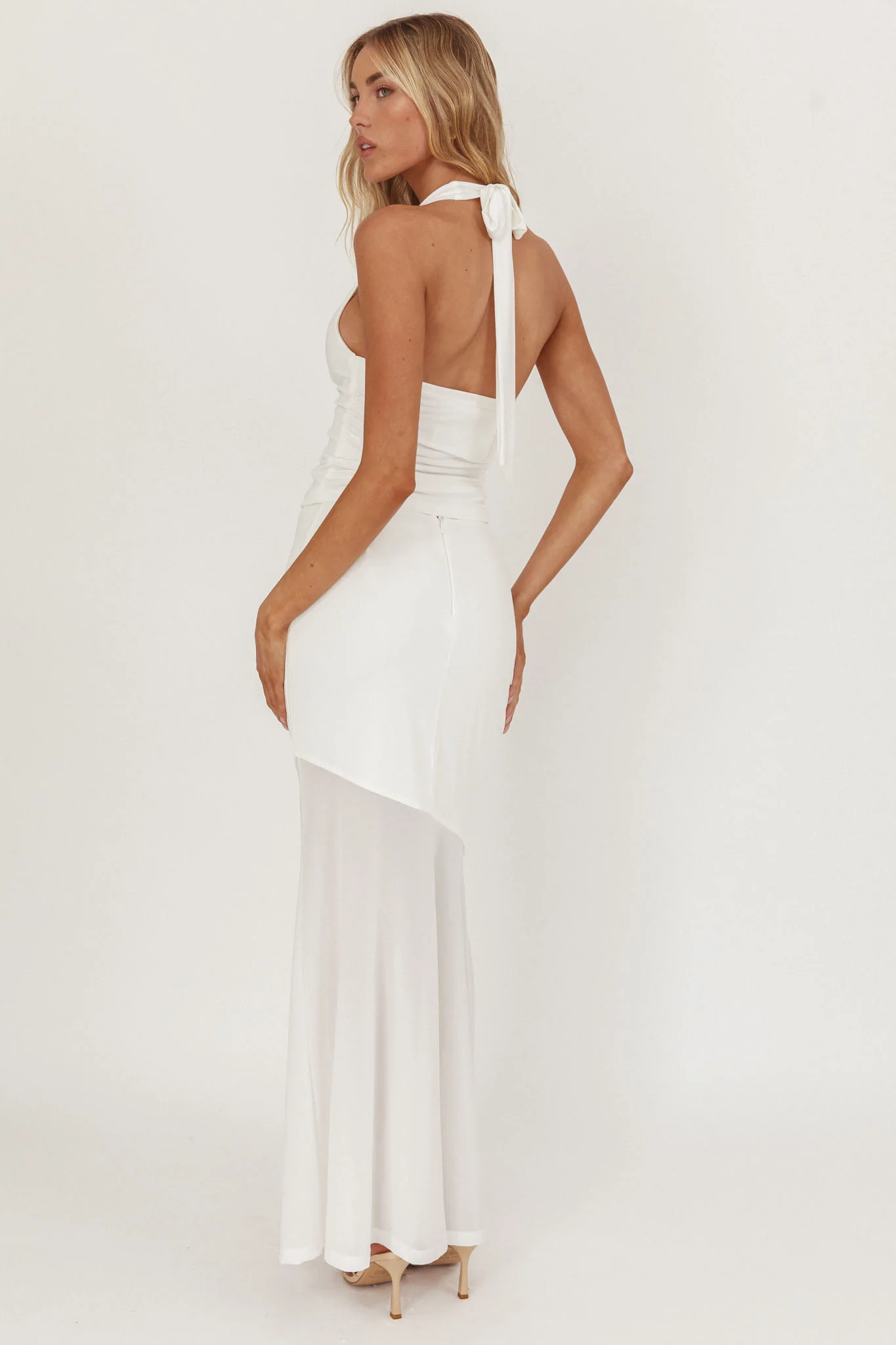 Somewhere New Half Sheer Maxi Skirt White - Image 3