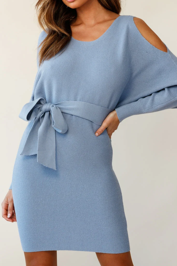Sorry, Honey Cold Shoulder Knit Dress Midnight Blue - Image 7