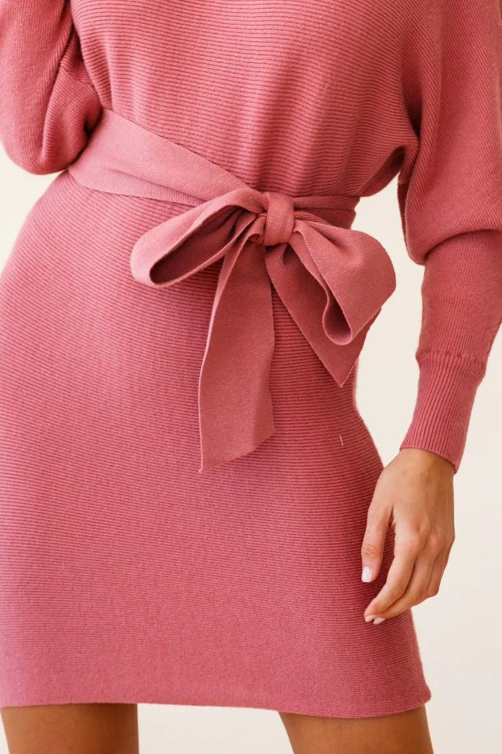Sorry, Honey Cold Shoulder Knit Dress Rose - Image 4