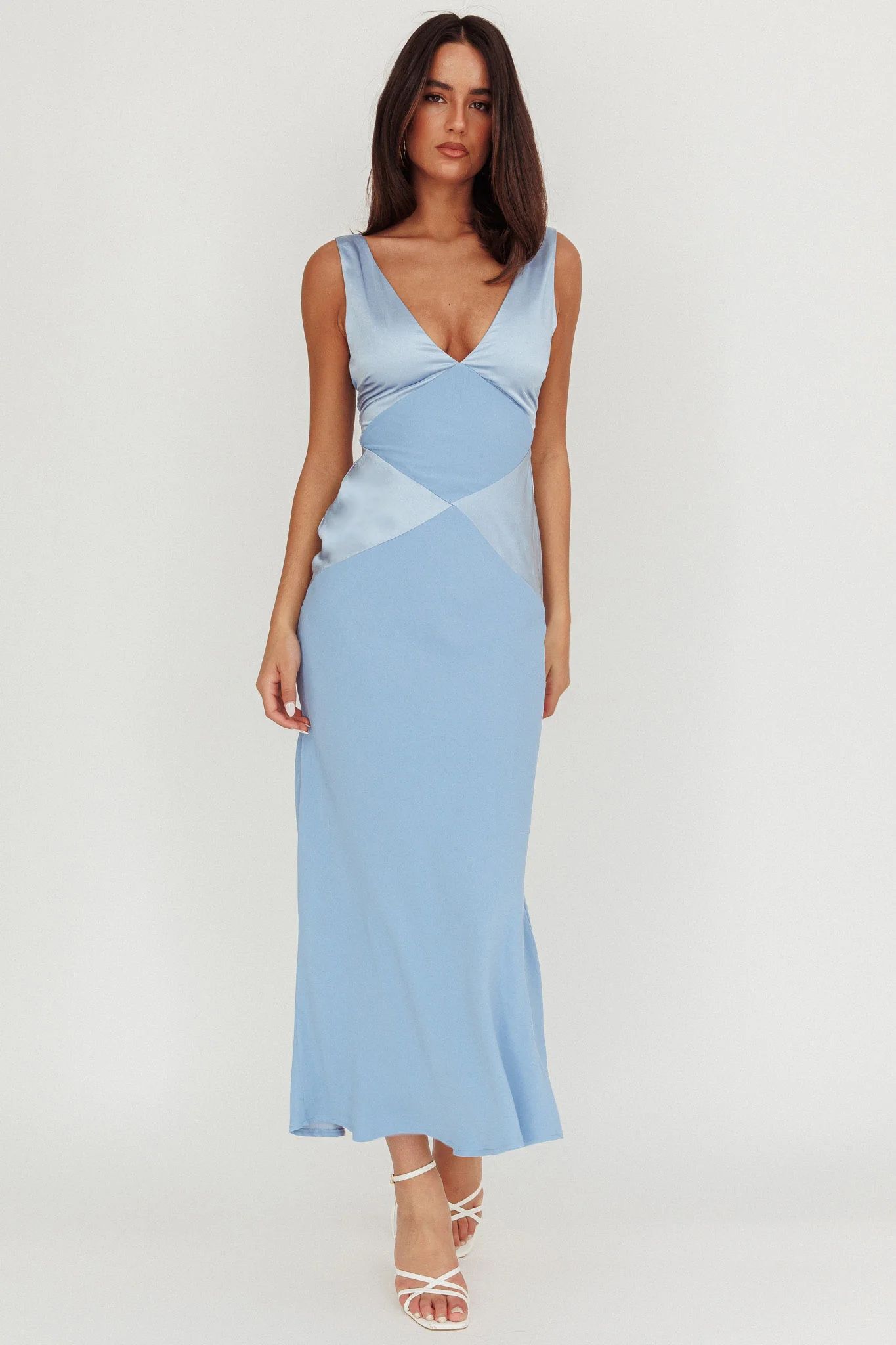 Soul Fire V-Neck Maxi Dress Blue - Image 4