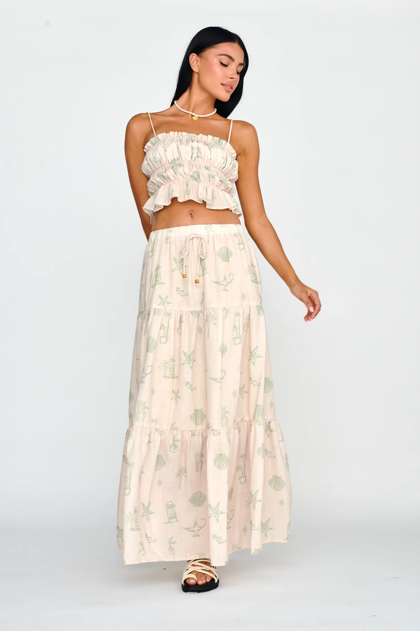 South Bay Maxi Skirt Print Sage - Image 5