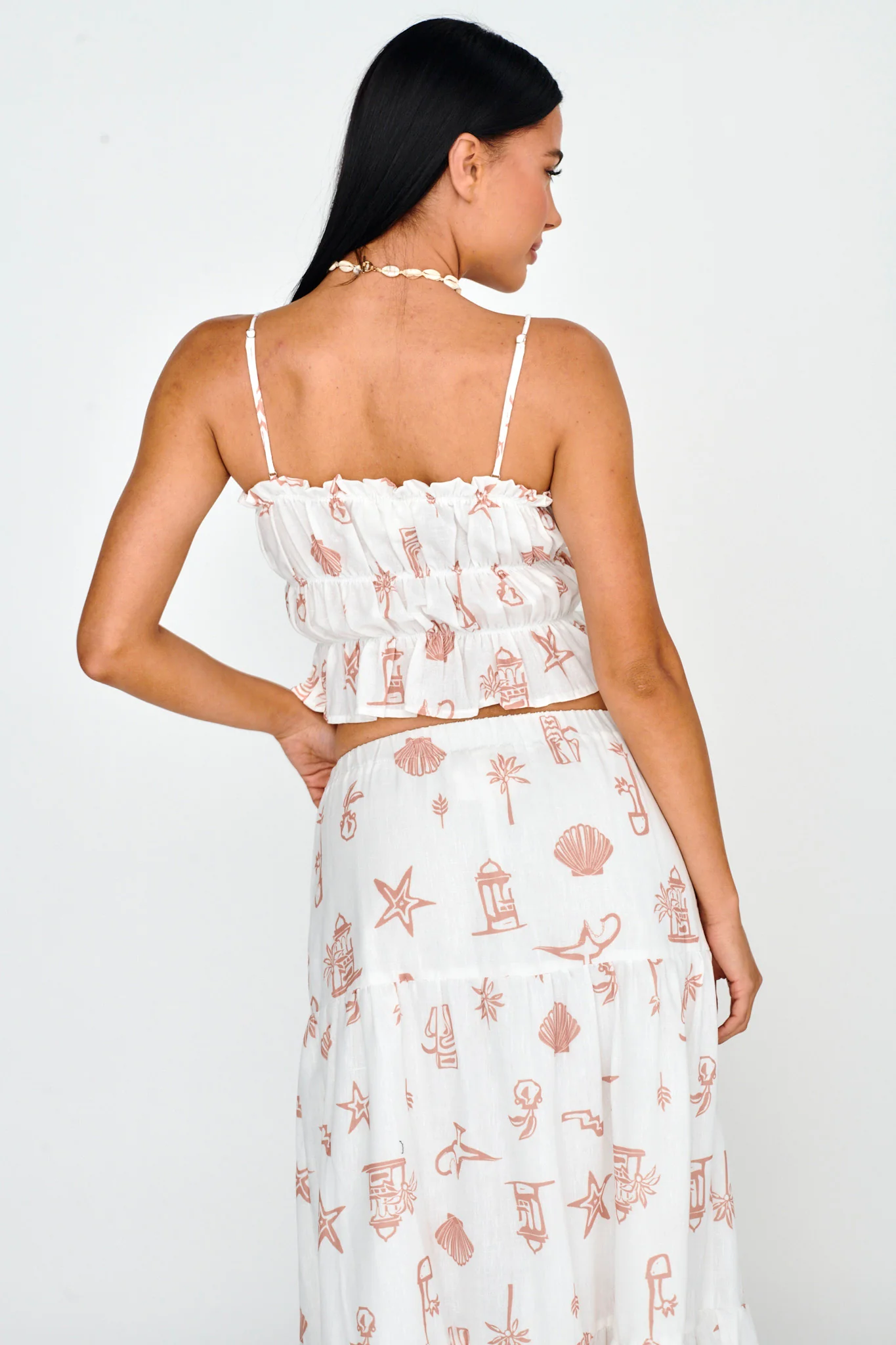 South Bay Ruched Cami Top Print Mocha - Image 2
