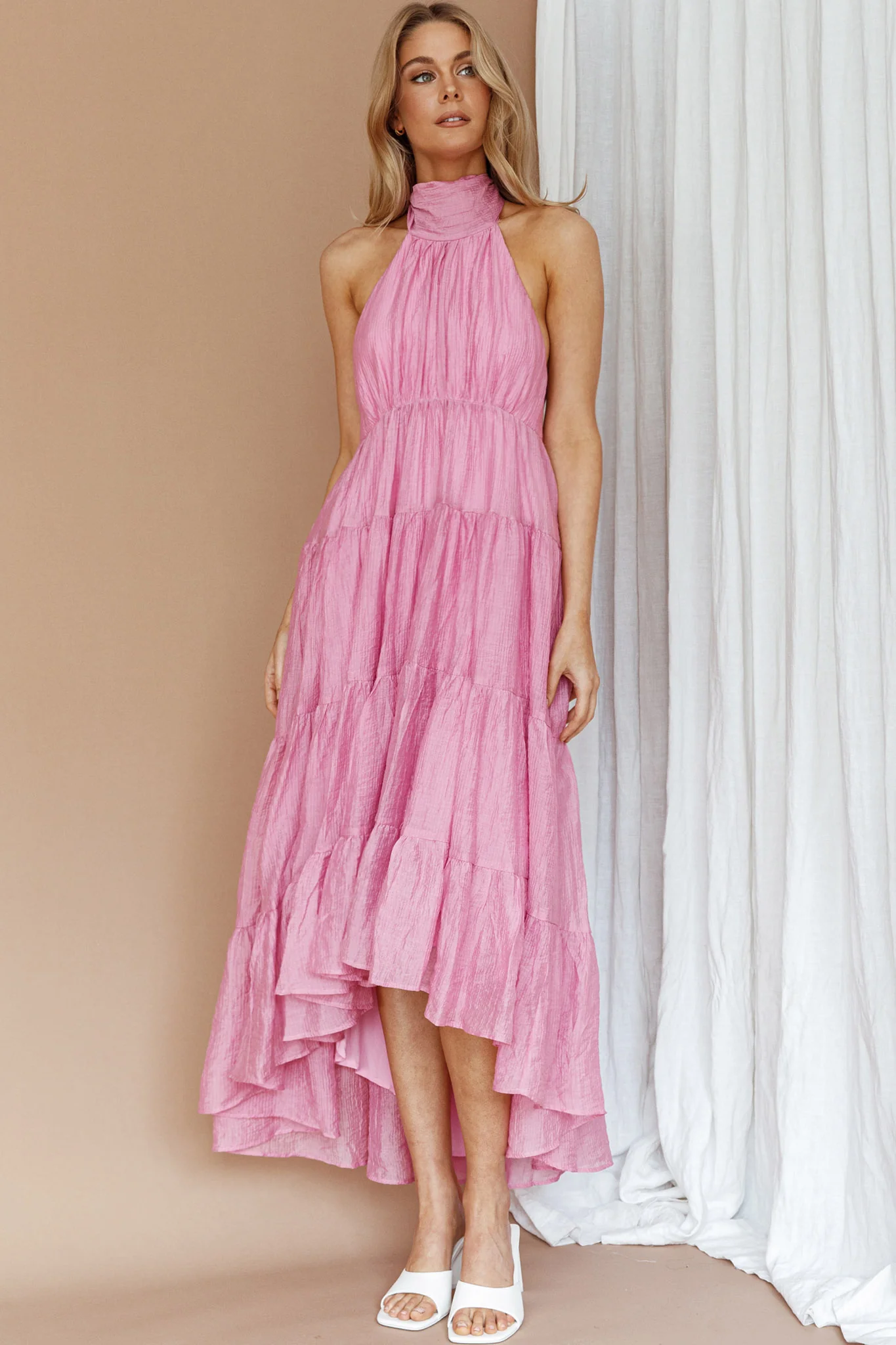 South Haven Halter Midi Dress Pink - Image 6