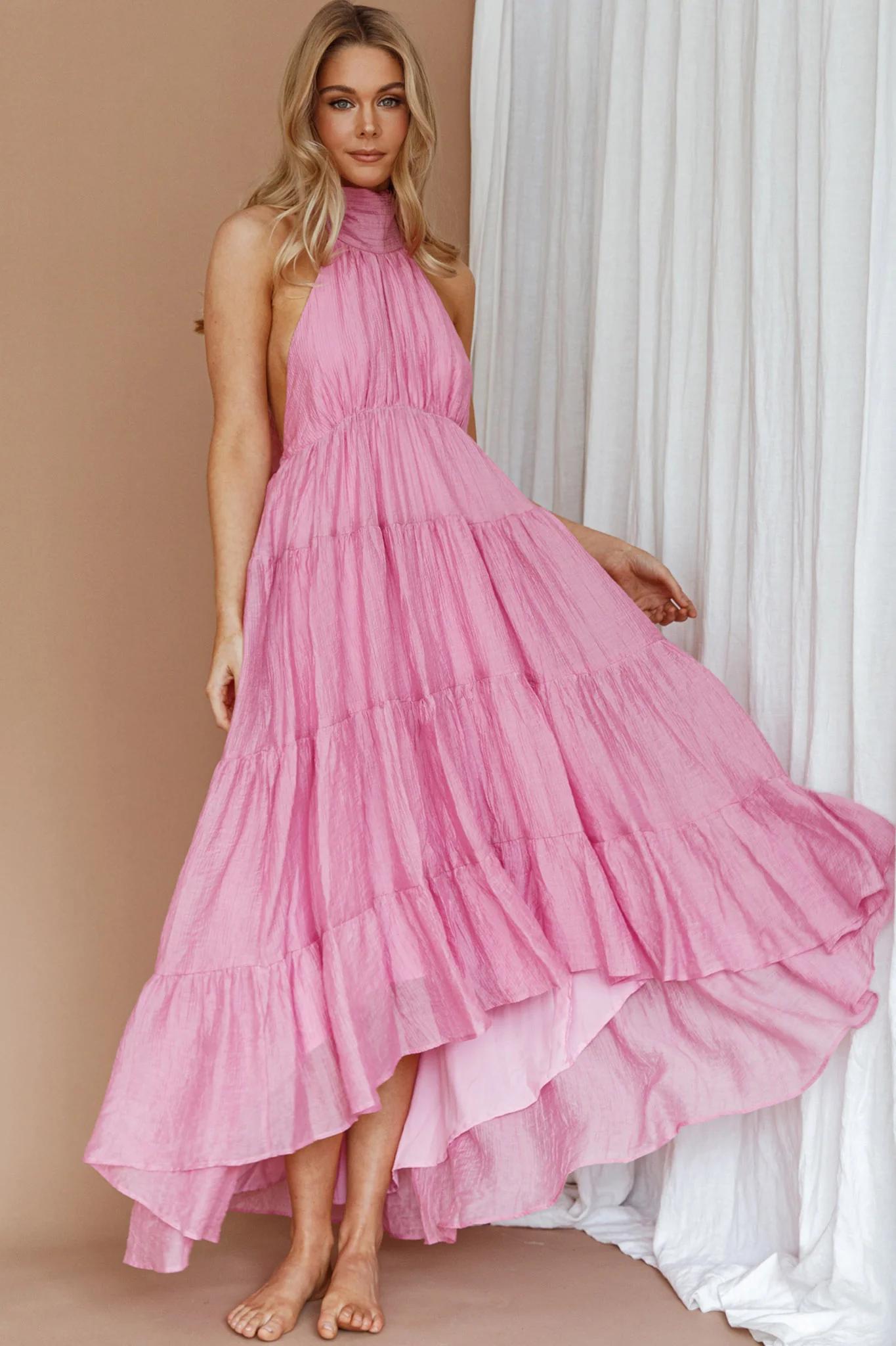 South Haven Halter Midi Dress Pink - Image 7