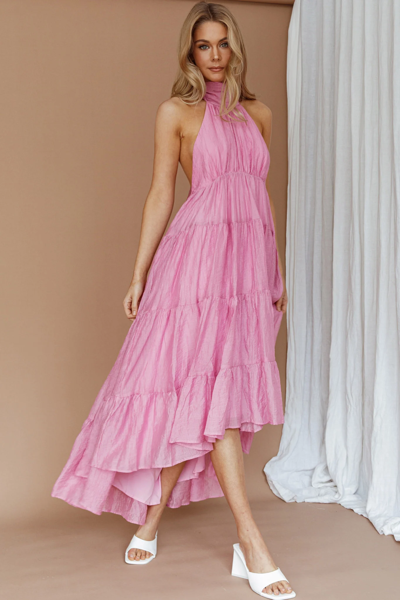South Haven Halter Midi Dress Pink - Image 8