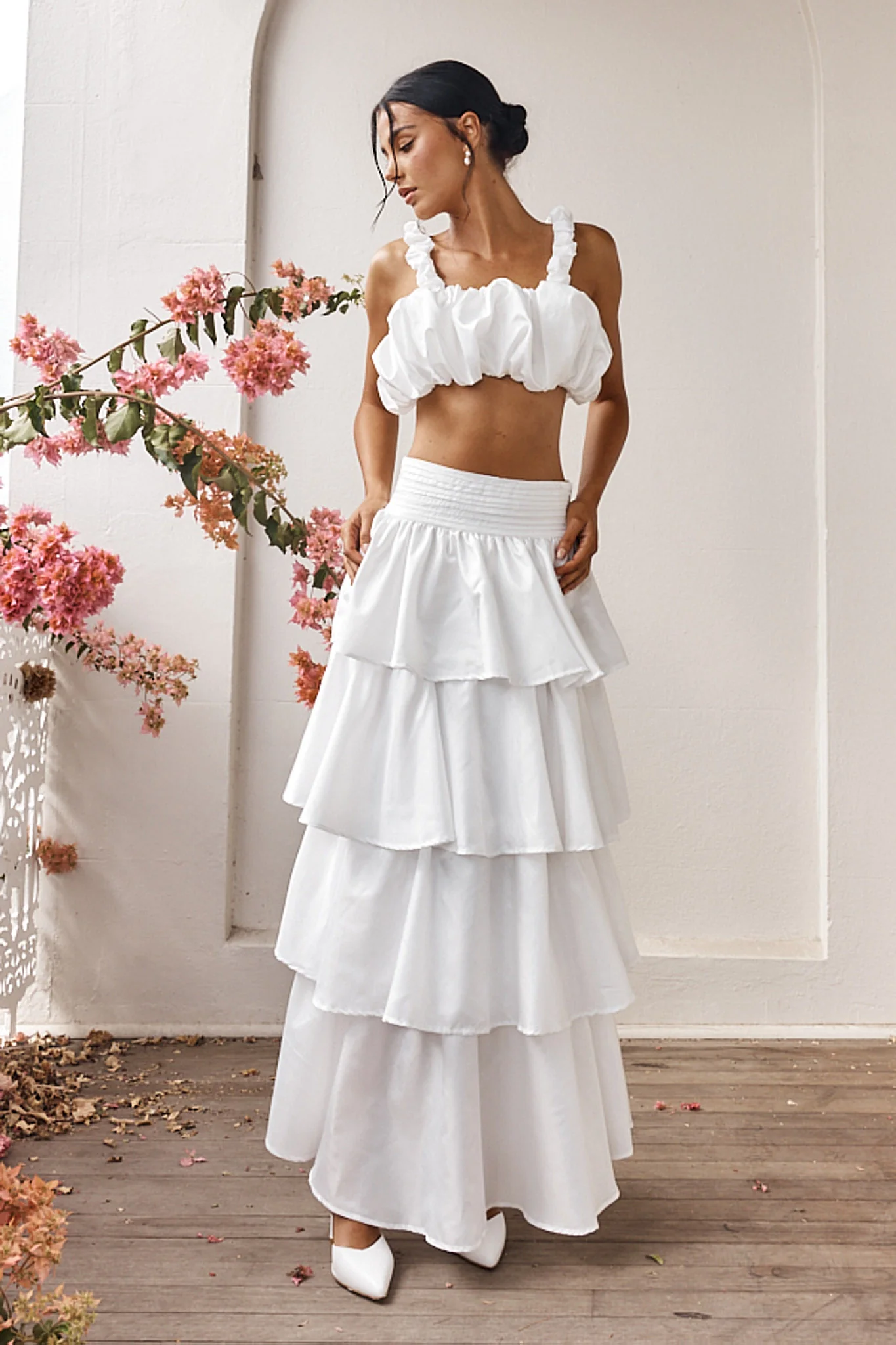 Sozo Bubble Crop Top Ivory - Image 3