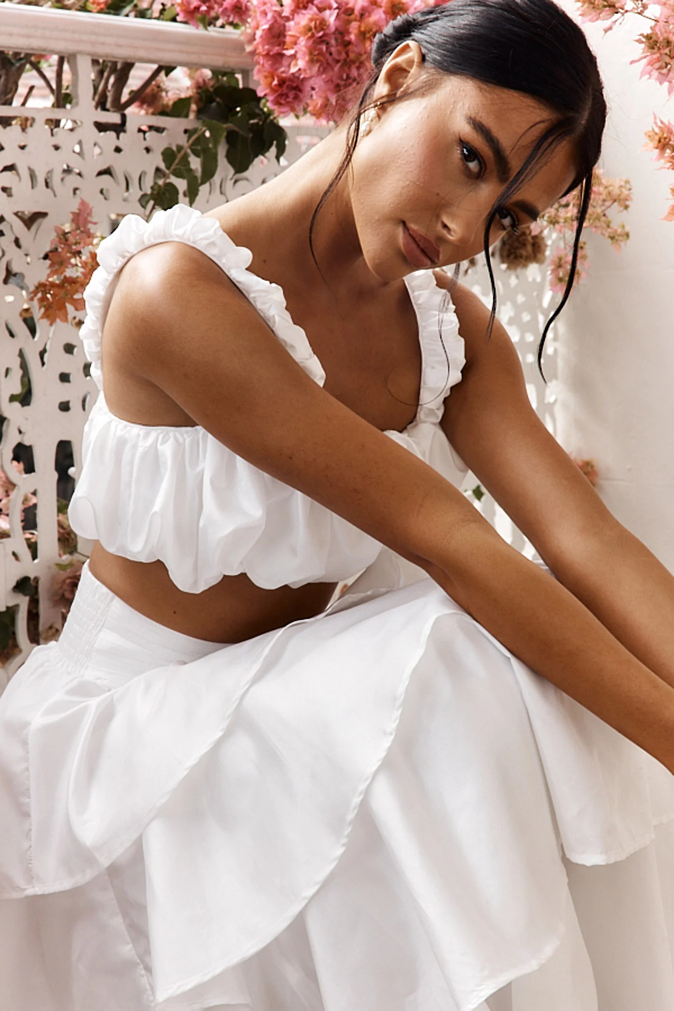 Sozo Bubble Crop Top Ivory - Image 4