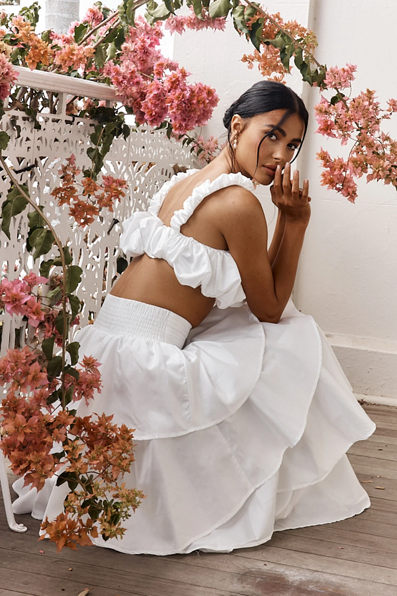Sozo Bubble Crop Top Ivory - Image 5