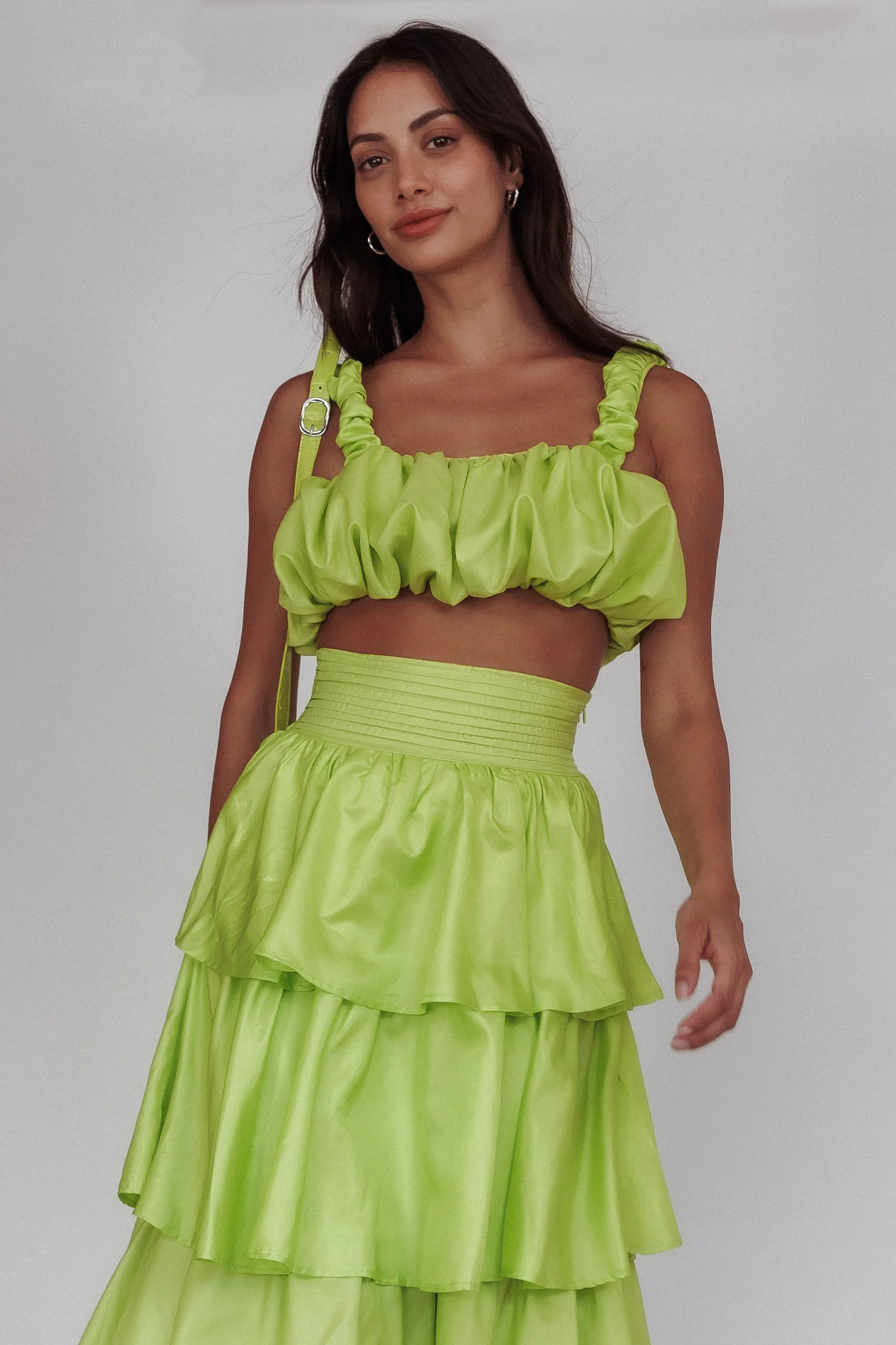Sozo Bubble Crop Top Lime - Image 3