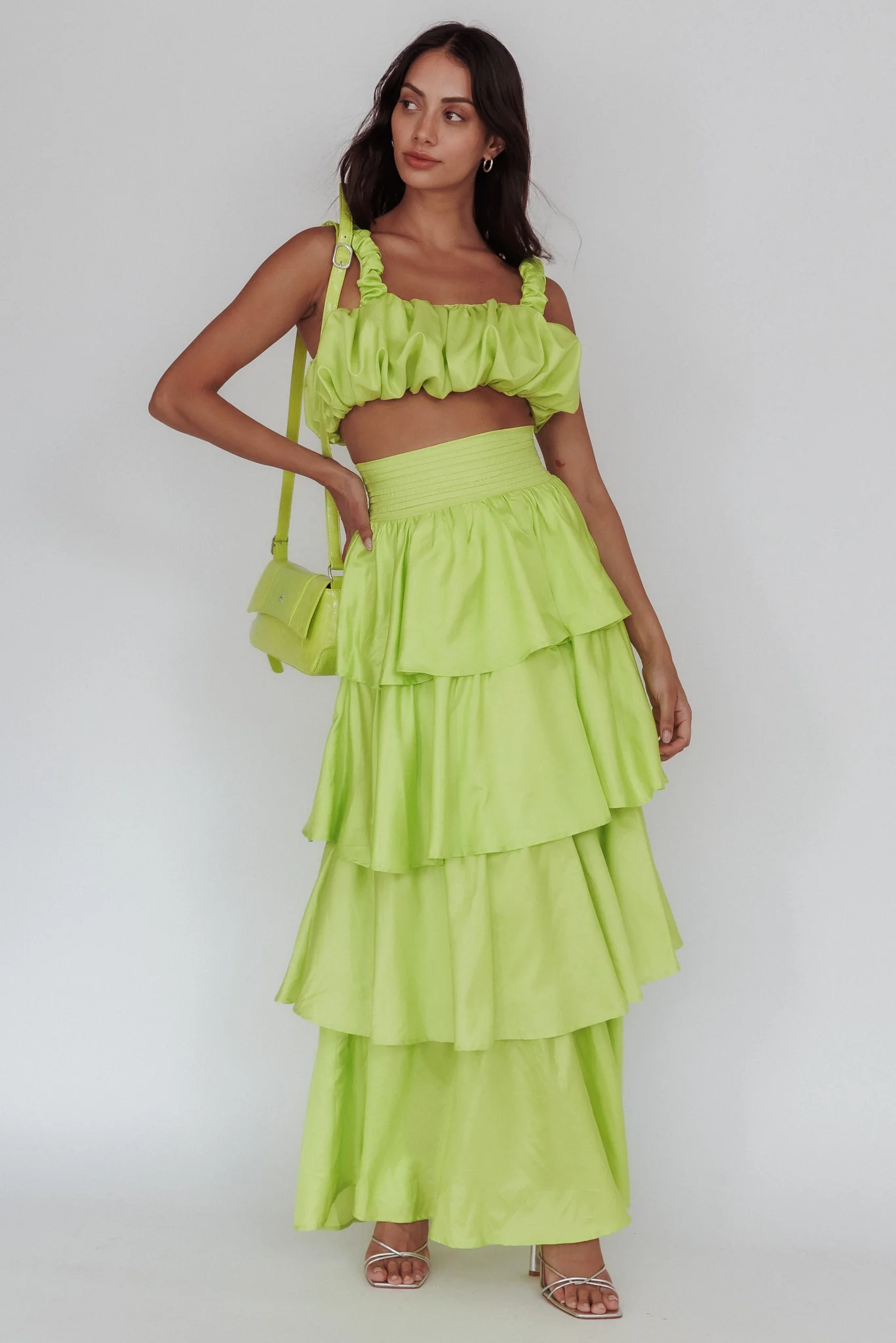 Sozo Bubble Crop Top Lime - Image 4