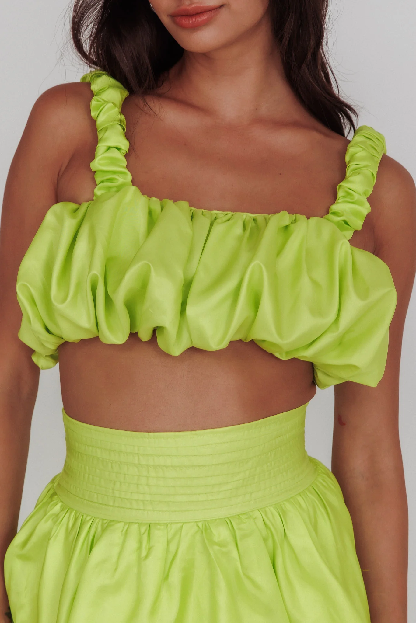 Sozo Bubble Crop Top Lime - Image 5