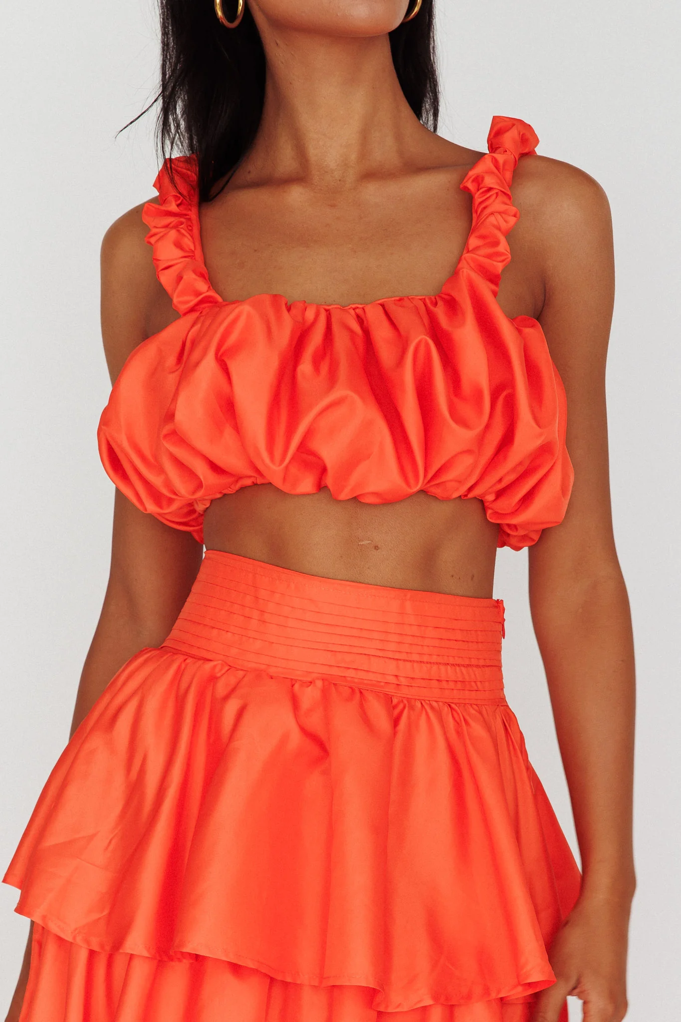 Sozo Bubble Crop Top Orange - Image 4