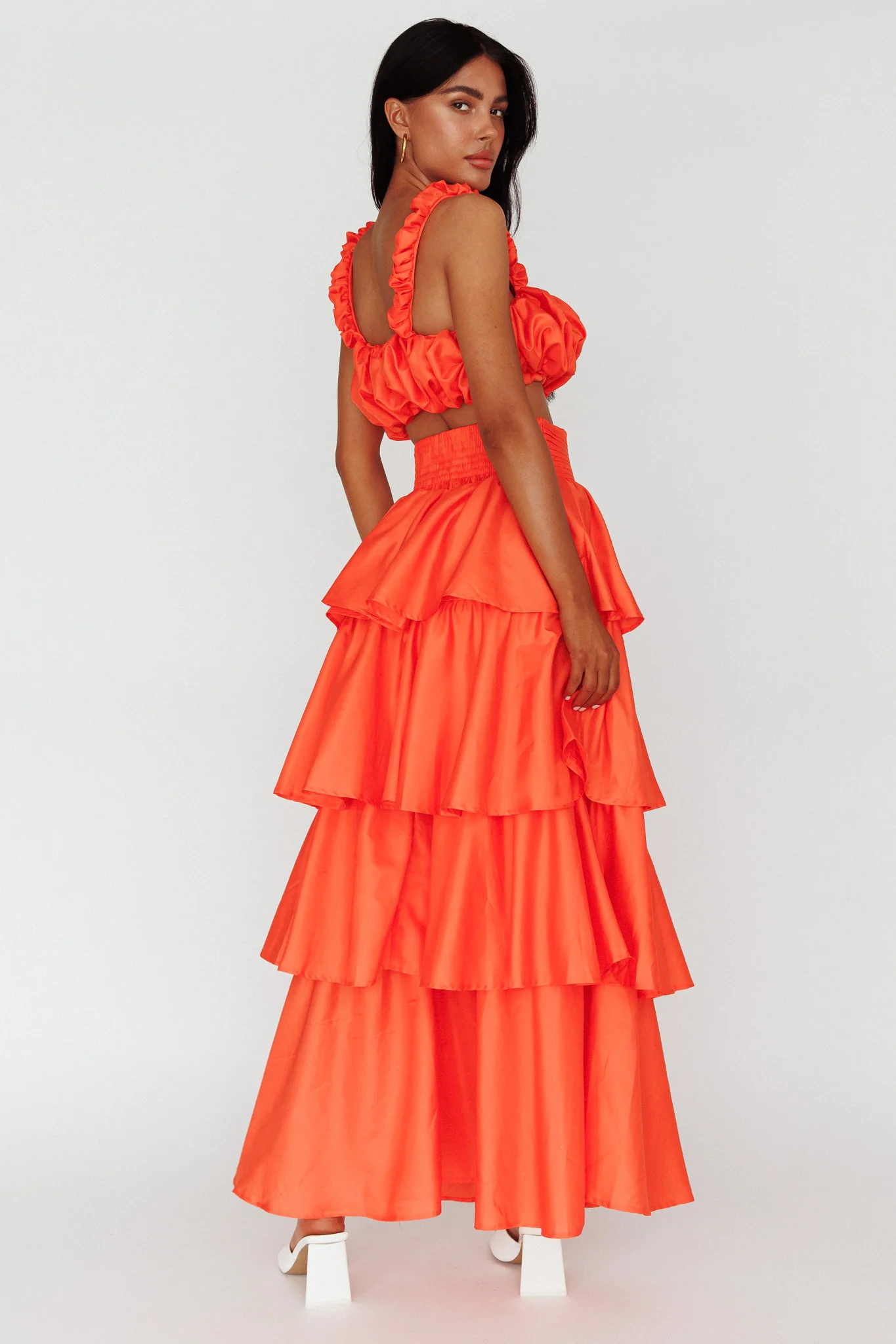 Sozo Layered Maxi Skirt Orange - Image 2