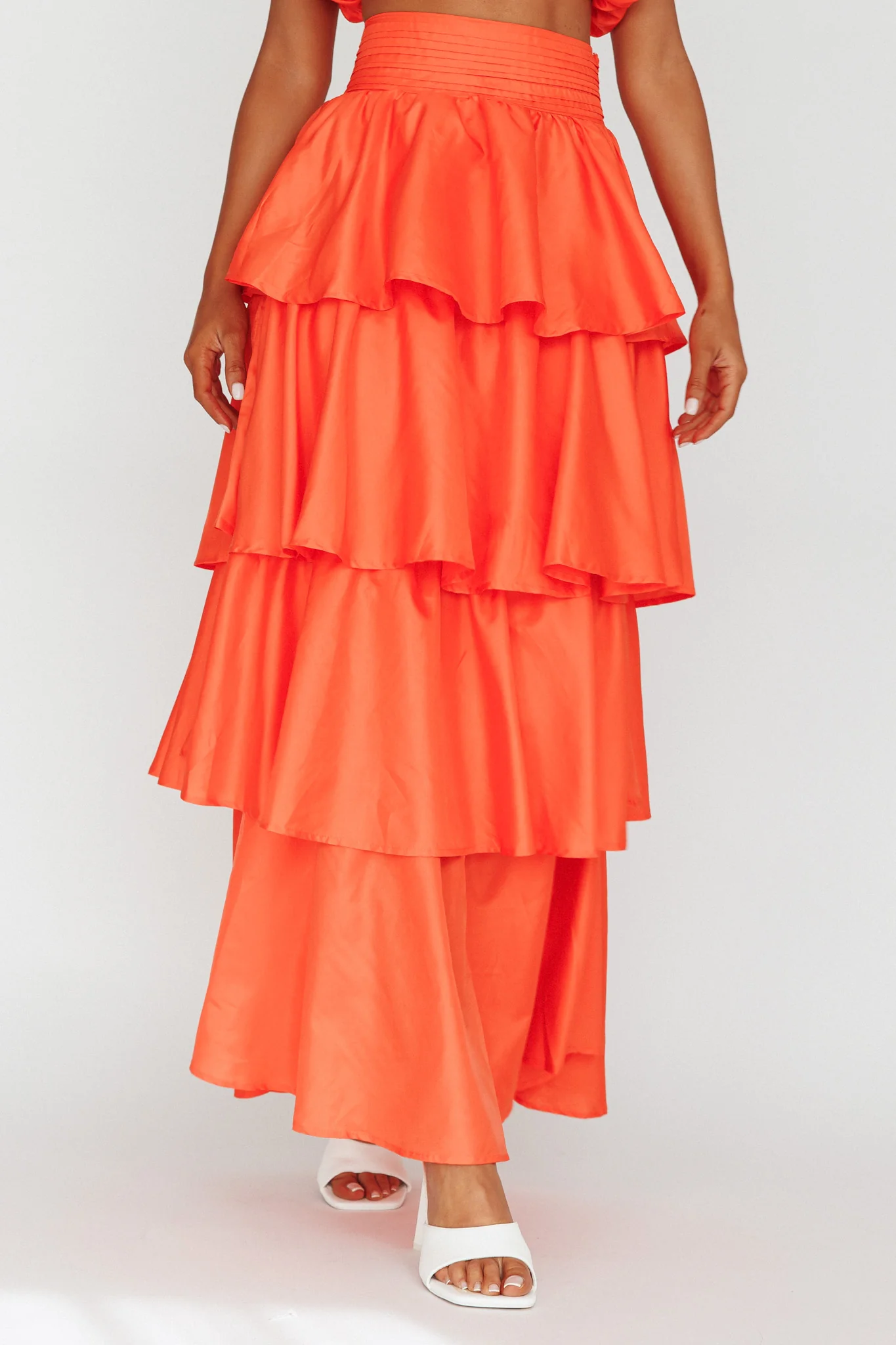 Sozo Layered Maxi Skirt Orange - Image 3