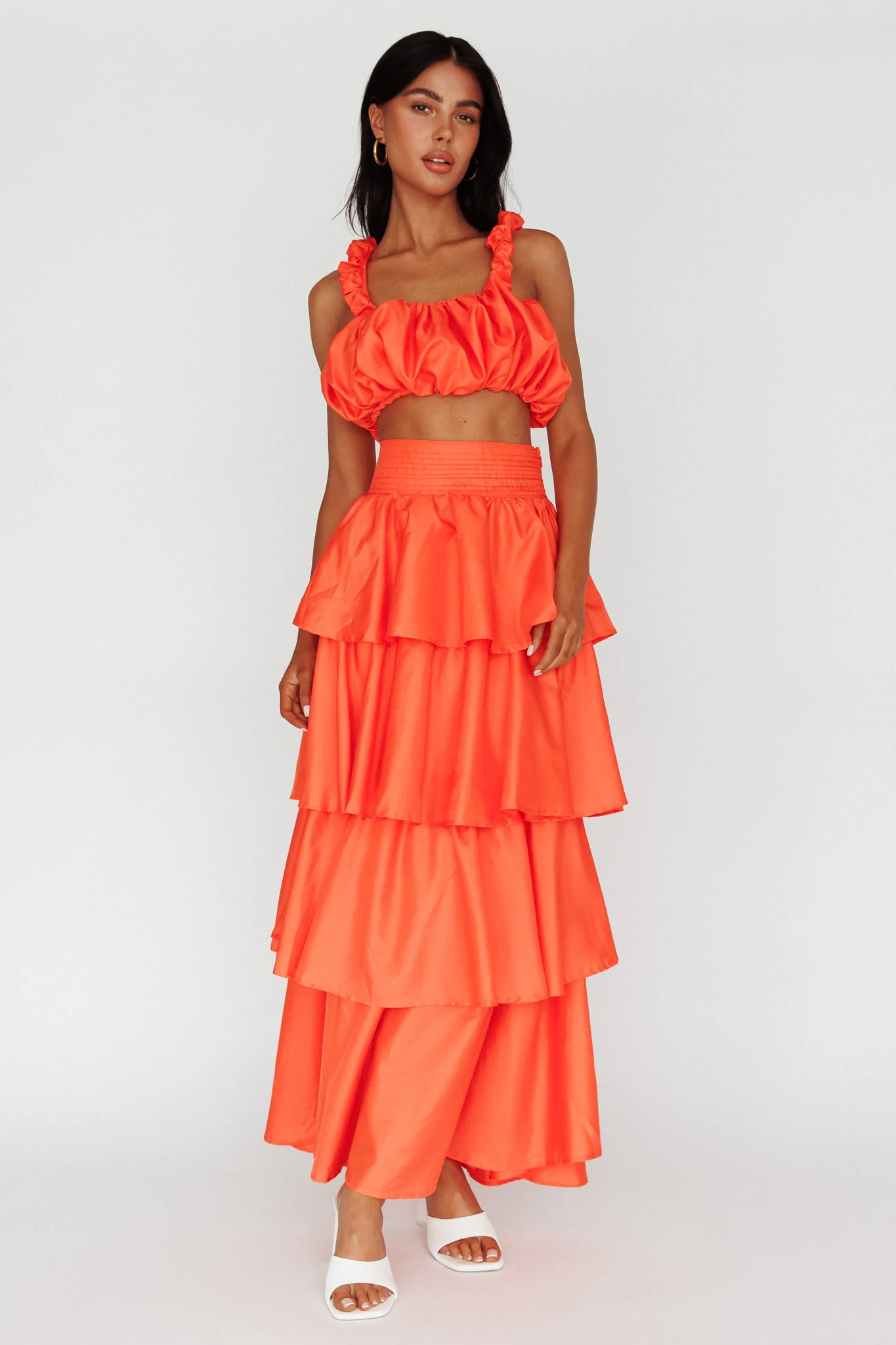 Sozo Layered Maxi Skirt Orange - Image 4