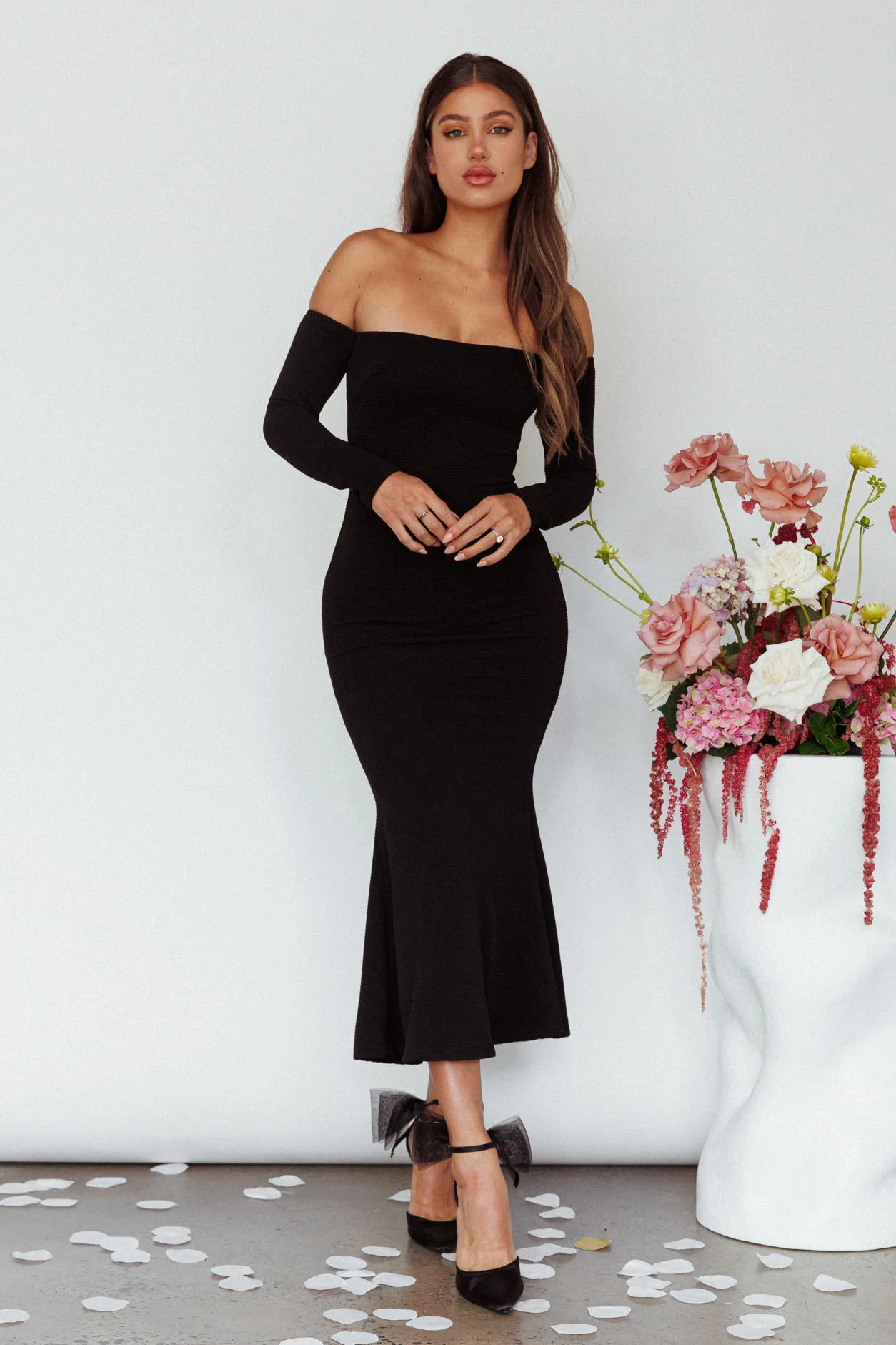 Speakeasy Off-Shoulder Maxi Dress Black - Image 3