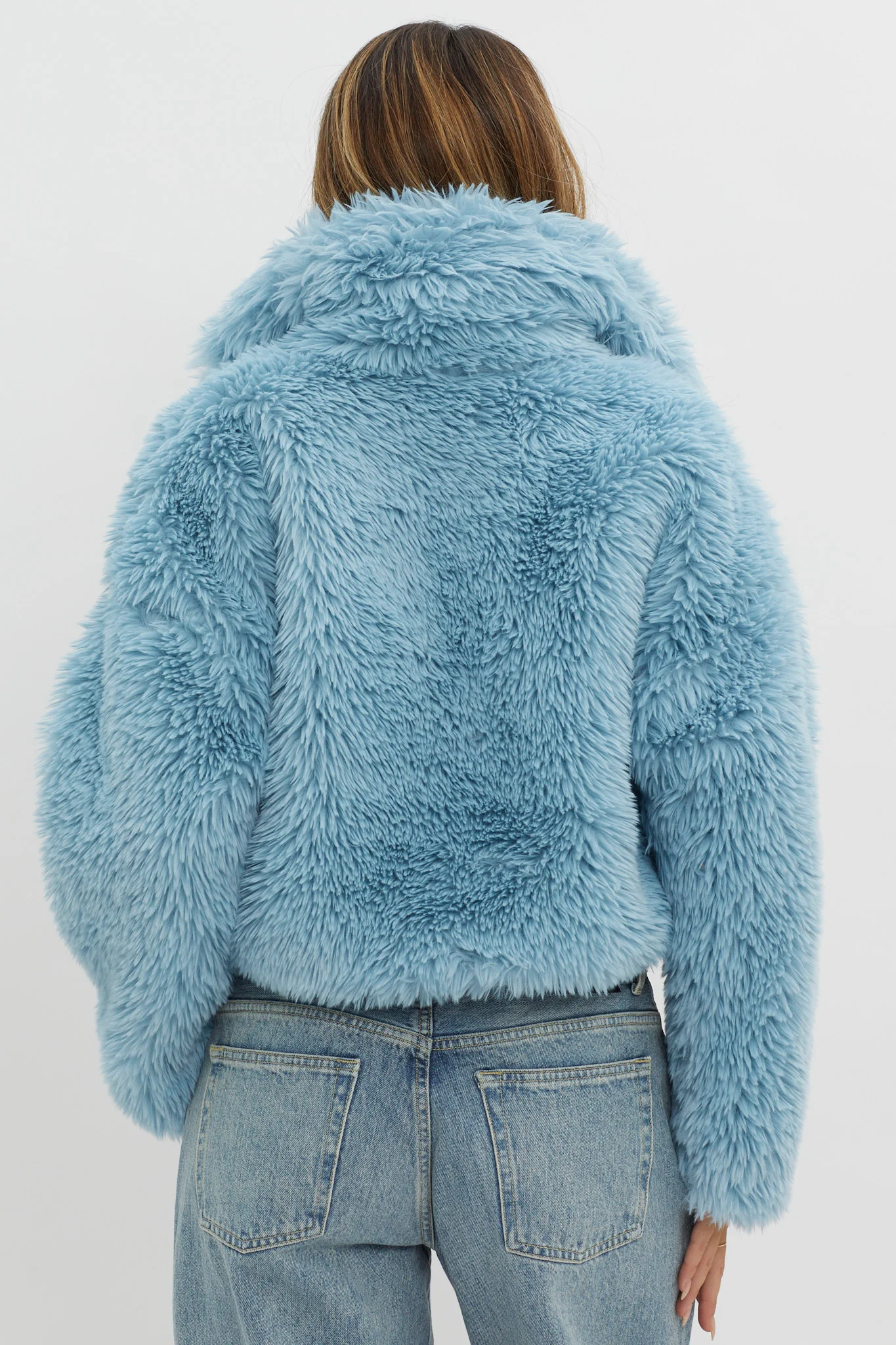 St Moritz Notch Lapel Fur Jacket Blue - Image 2