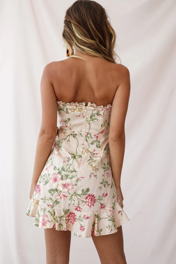 Stacey Frill Bustier Wrap Dress Floral Print Nude - Image 3