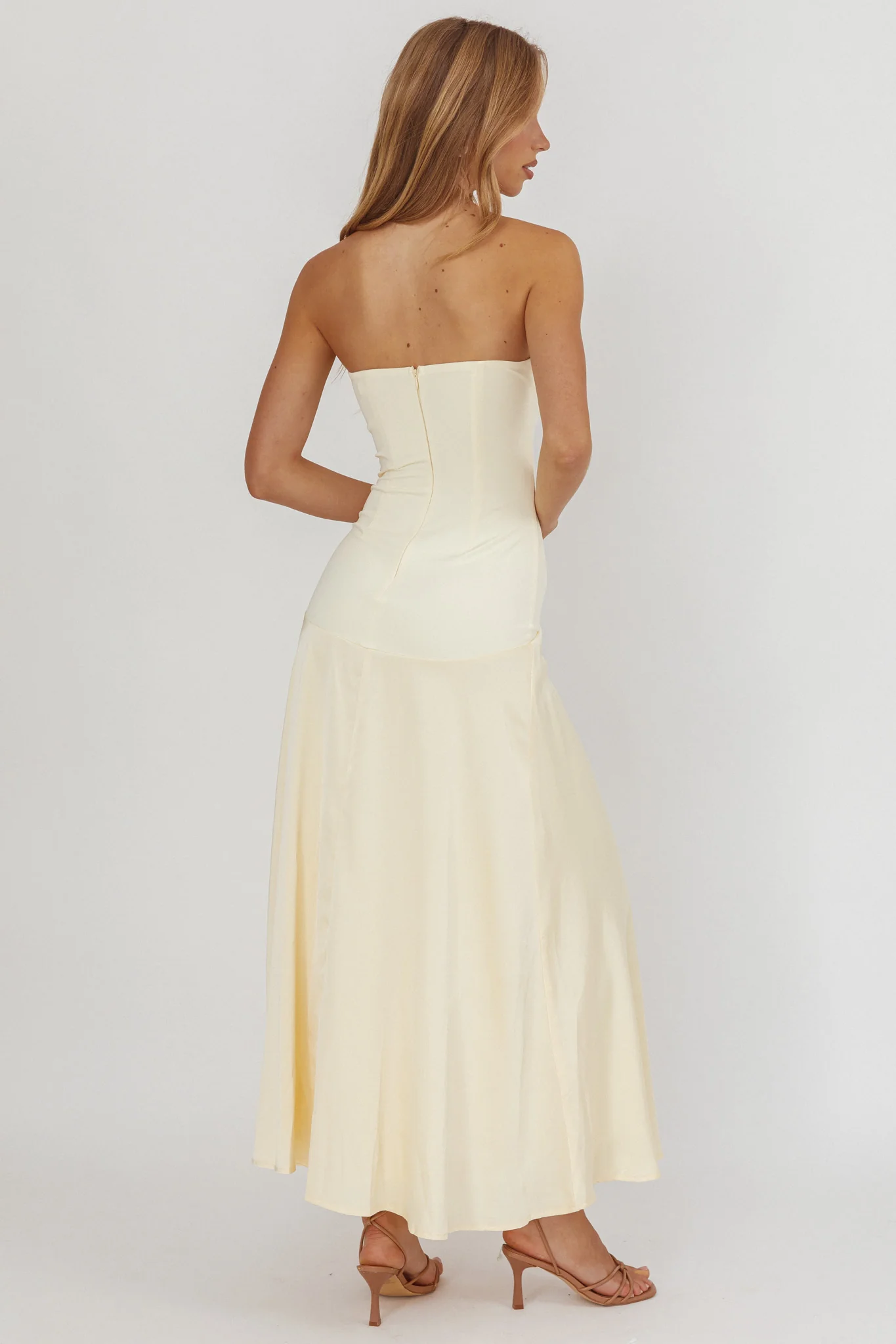 Star Avenue Strapless Drop Waist Maxi Dress Butter - Image 2